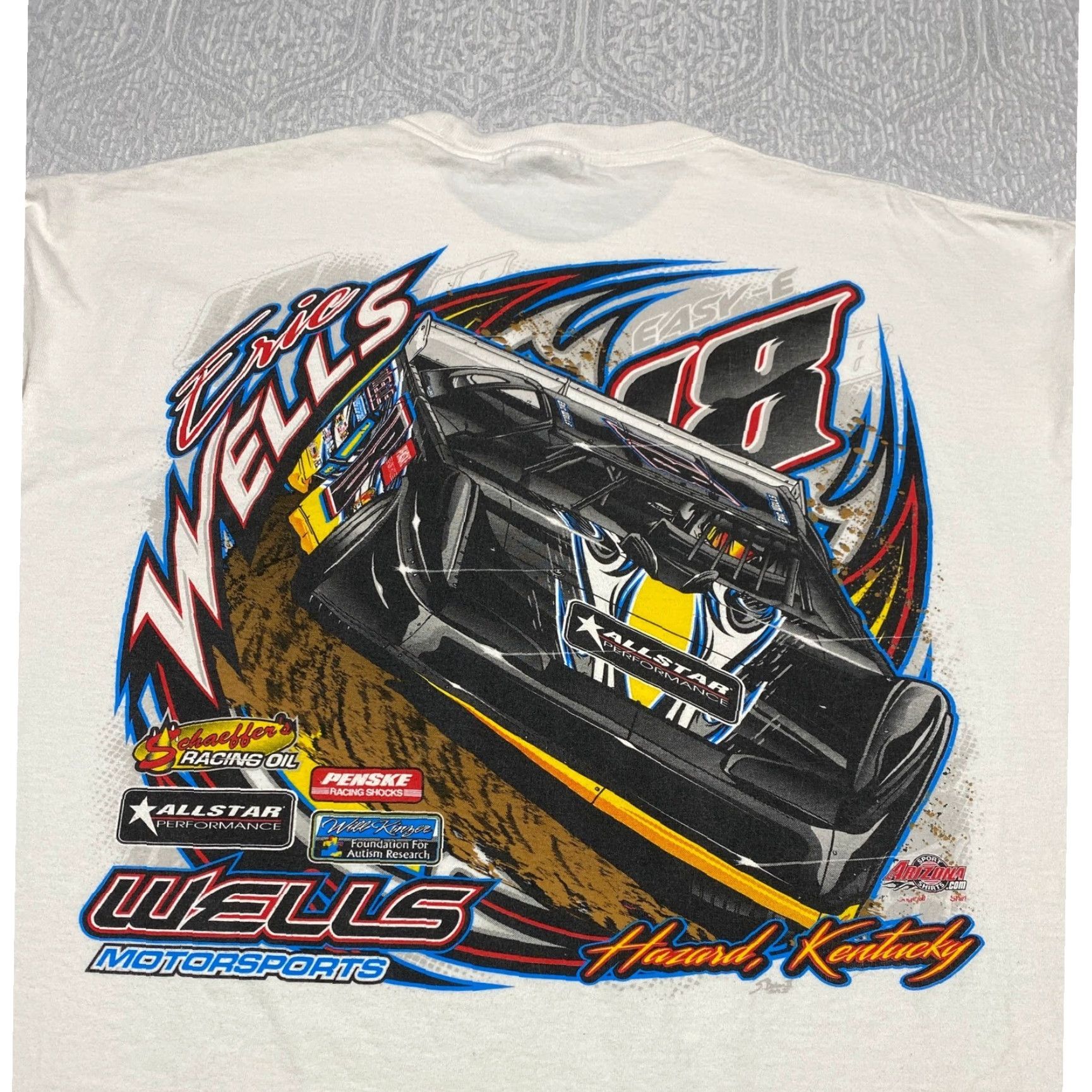 Port & Company Eric Wells Motorsports T-Shirt Hazard Kentucky Short Sleeve 2XL White Cotton Men Size US XXL / EU 58 / 5 - 2 Thumbnail