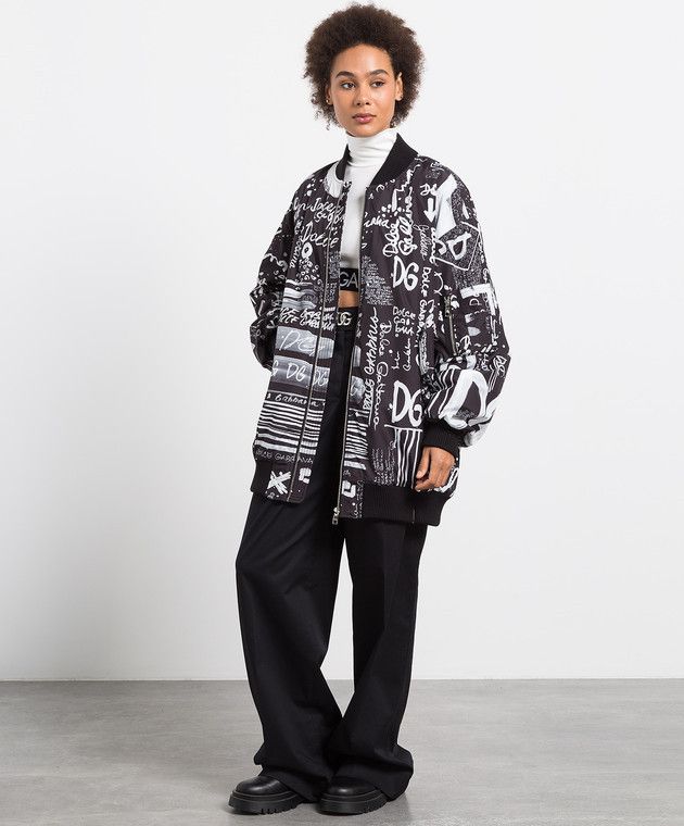 Dolce & Gabbana o1y0825 Bomber Jacket in Black/White Size S / US 4 / IT 40 - 5 Thumbnail