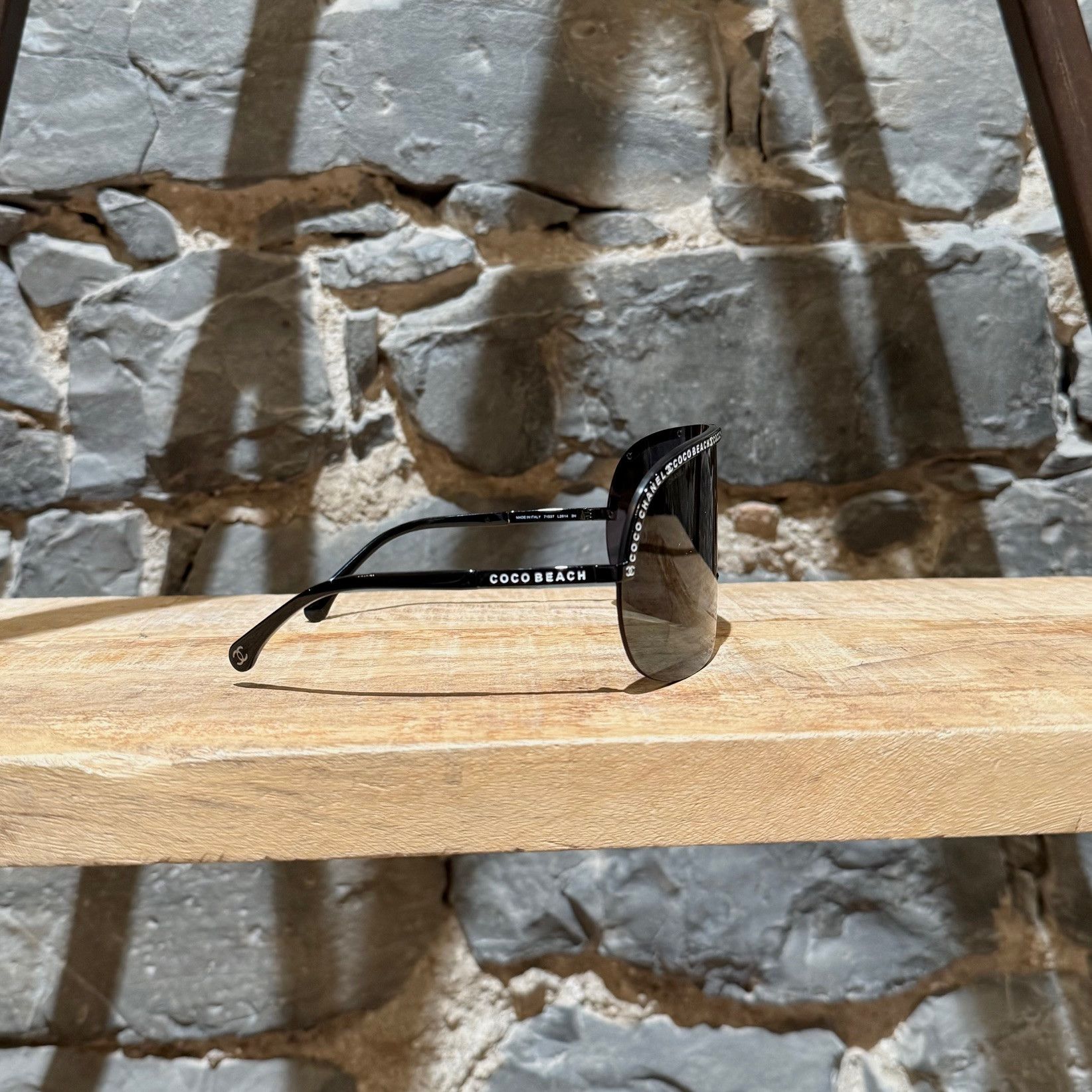Chanel Chanel 2023 Coco Beach Black Shield Logo Sunglasses Size ONE SIZE - 6 Thumbnail