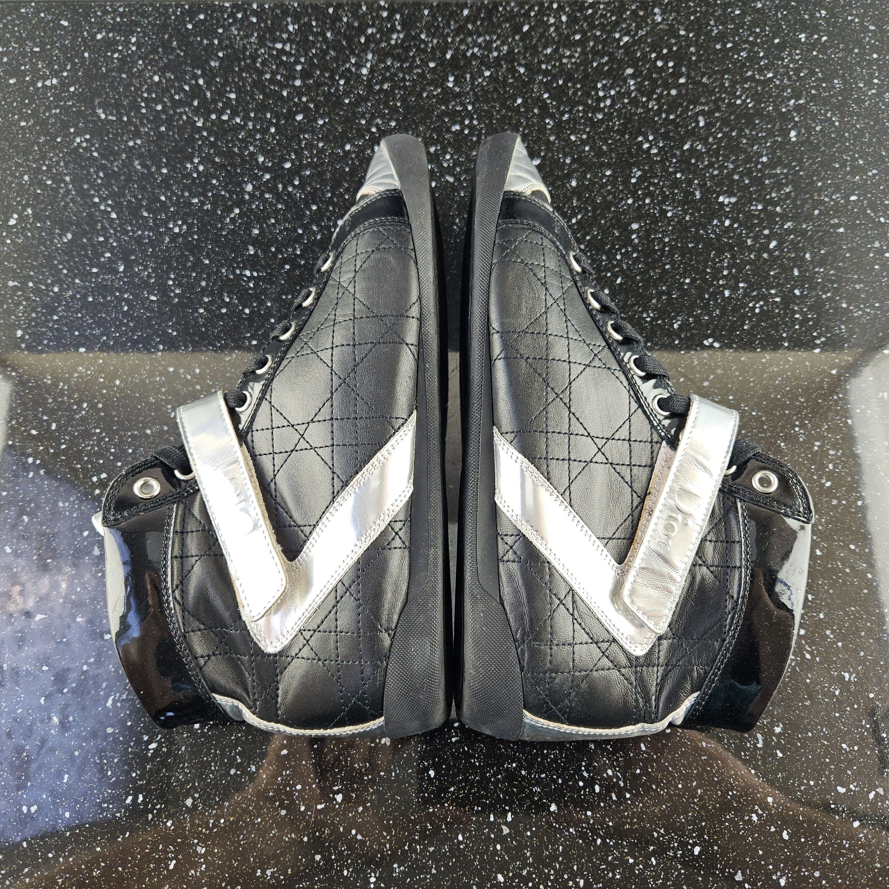 Christian Dior Monsieur Dior black/silver leather hi top sneakers sz 39 Size US 8 / IT 38 - 9 Thumbnail