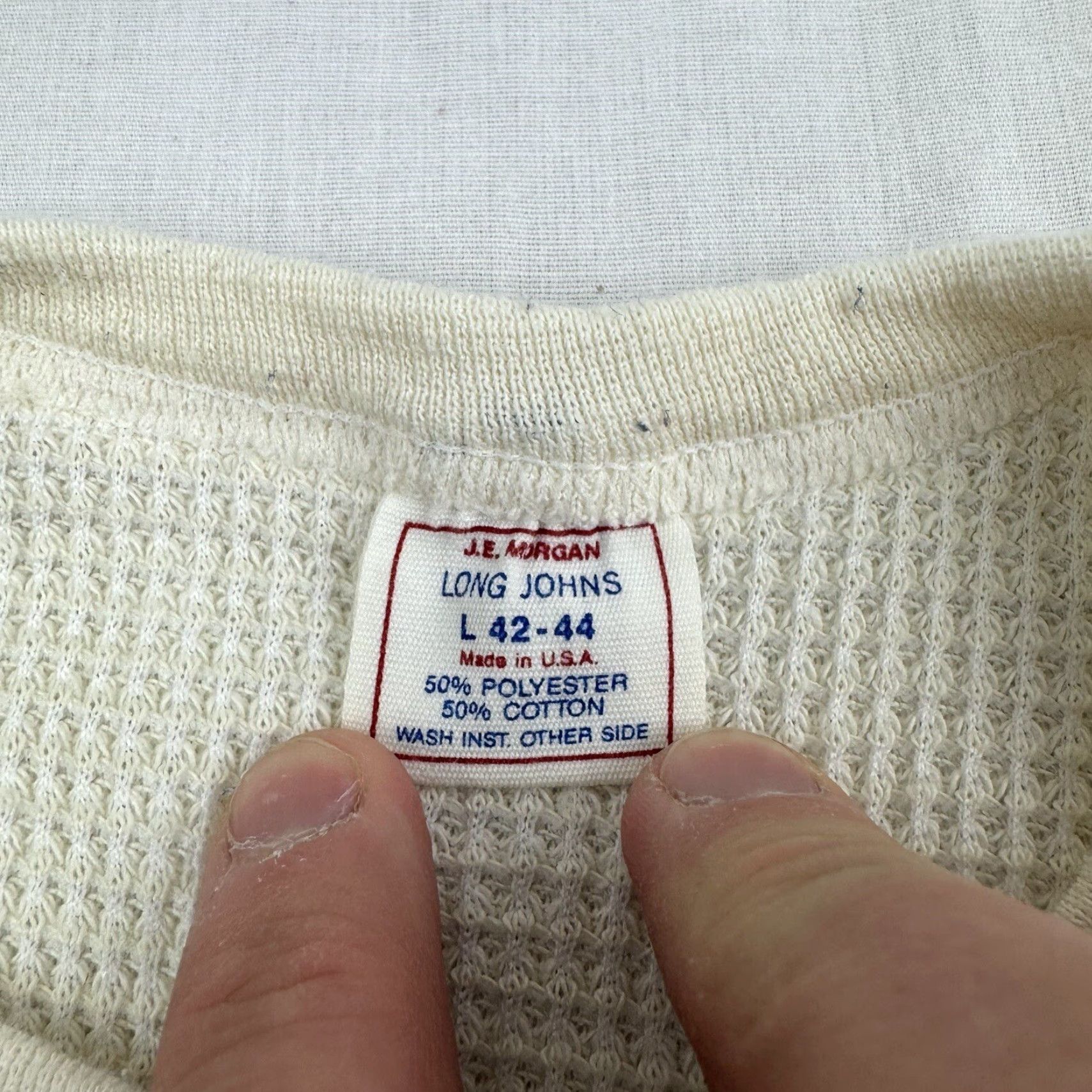 Vintage VINTAGE Thermal T-Shirt Adult L White 60s 70s Grunge J.E. Morgan Mens Slim Stained Size US L / EU 52-54 / 3 - 2 Thumbnail