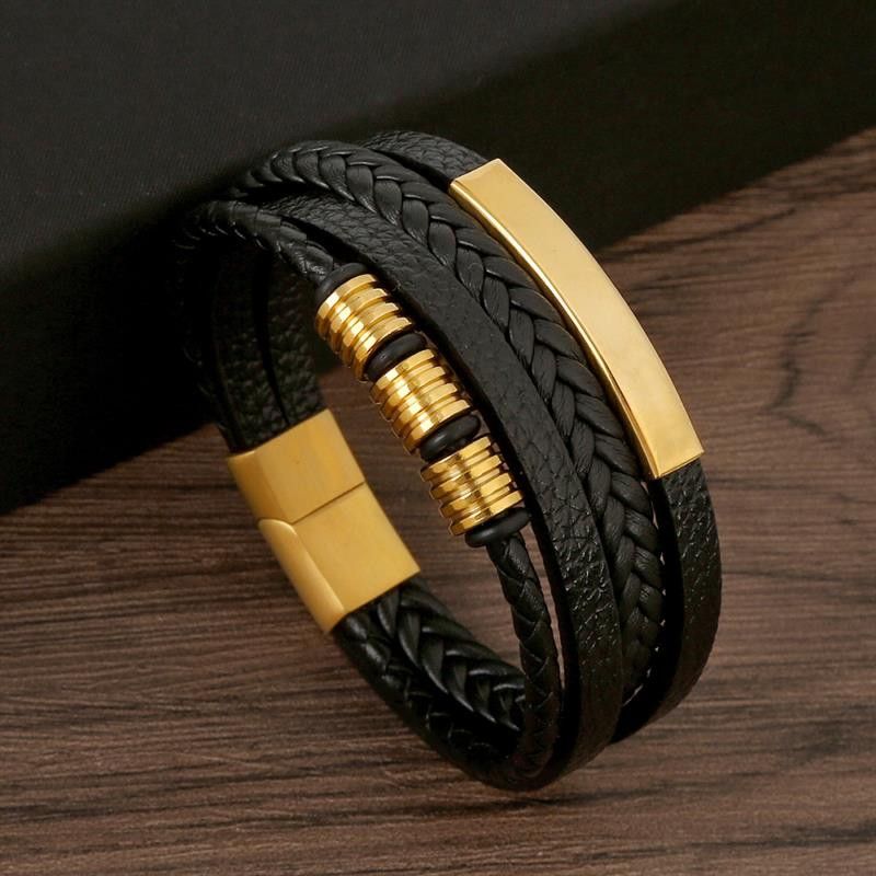 Homemade Handcrafted Leather Bracelet – Multi-Layer Braided Design Size ONE SIZE - 3 Thumbnail