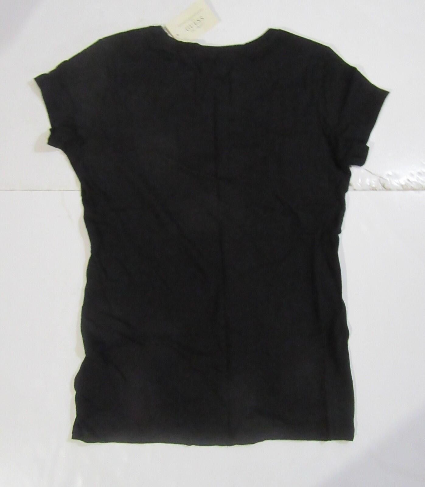 Guess Guess Womens T-Shirt Jet Black with Silver Rhinestone Bling Size L / US 10 / IT 46 - 4 Thumbnail