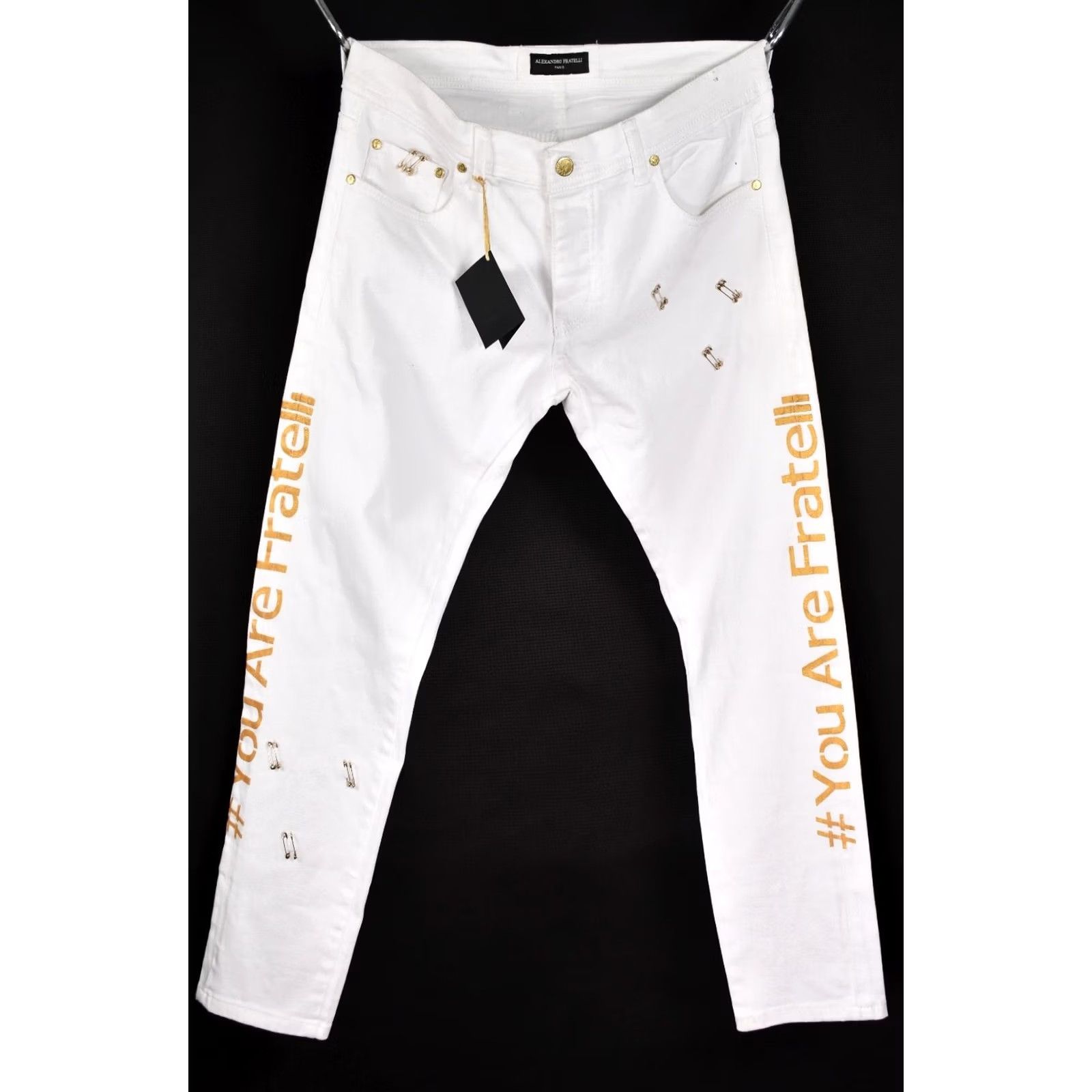 Vintage Alexandro Fratelli Jeans Men's 32 White Cotton Blend Regular 98% Cotton 2% Elastane Vintage: No Size US 32 / EU 48 - 2 Thumbnail