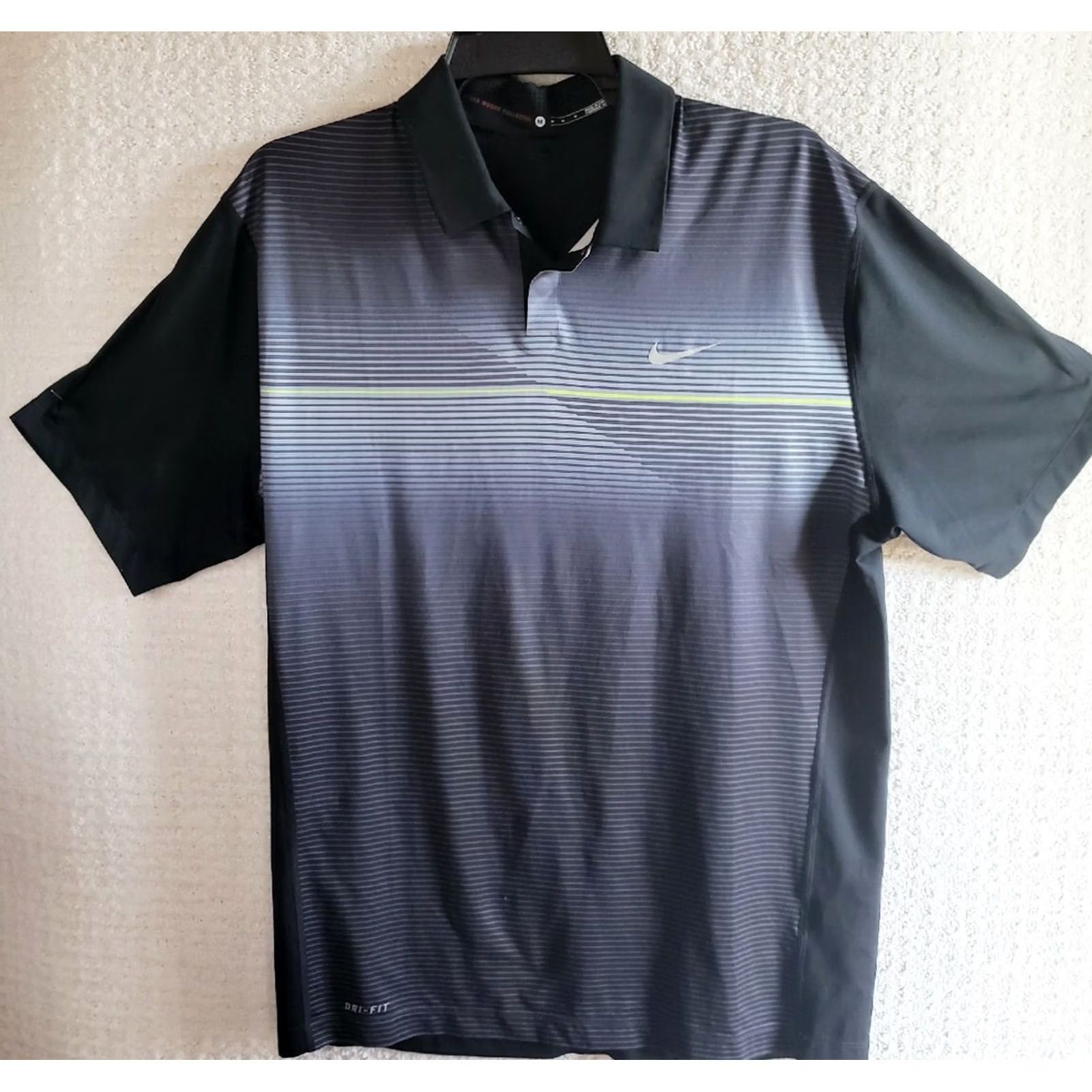 Nike Nike Tiger Woods Collection Polo Men M Black/Gray/Green Striped Fade Pattern Shirt Size US M / EU 48-50 / 2 - 2 Thumbnail