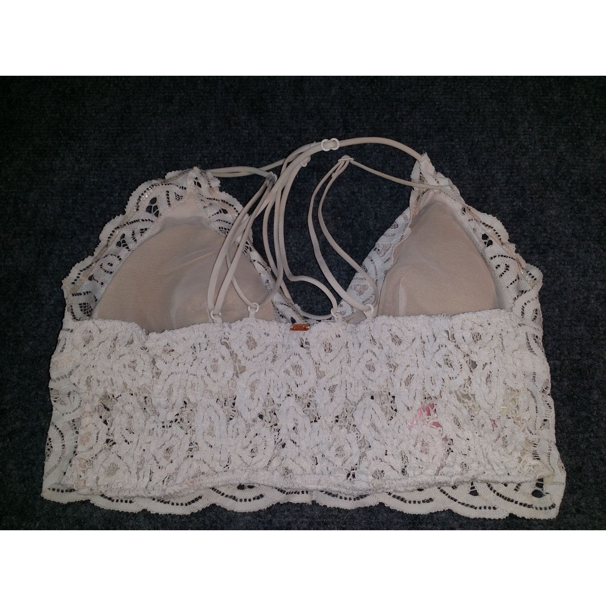 Victoria's Secret Victoria's Secret Pink Halter Bralette Women Sz M White Lace Size ONE SIZE - 2 Thumbnail