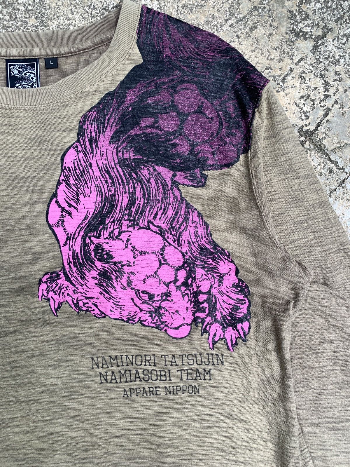 Japanese Brand NTN Team Sukajan Lion Sakura Army Green Longsleeve Tee Size US L / EU 52-54 / 3 - 3 Thumbnail