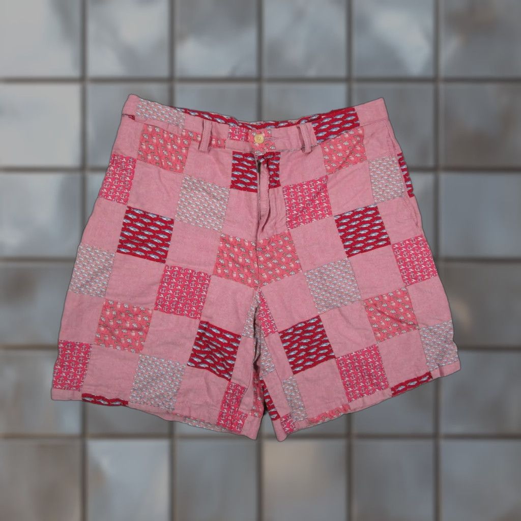 Vineyard Vines Vineyard Vines Shorts Mens 33 Pink Patchwork Madras Anchors Fish Whales Size US 33 - 1 Thumbnail