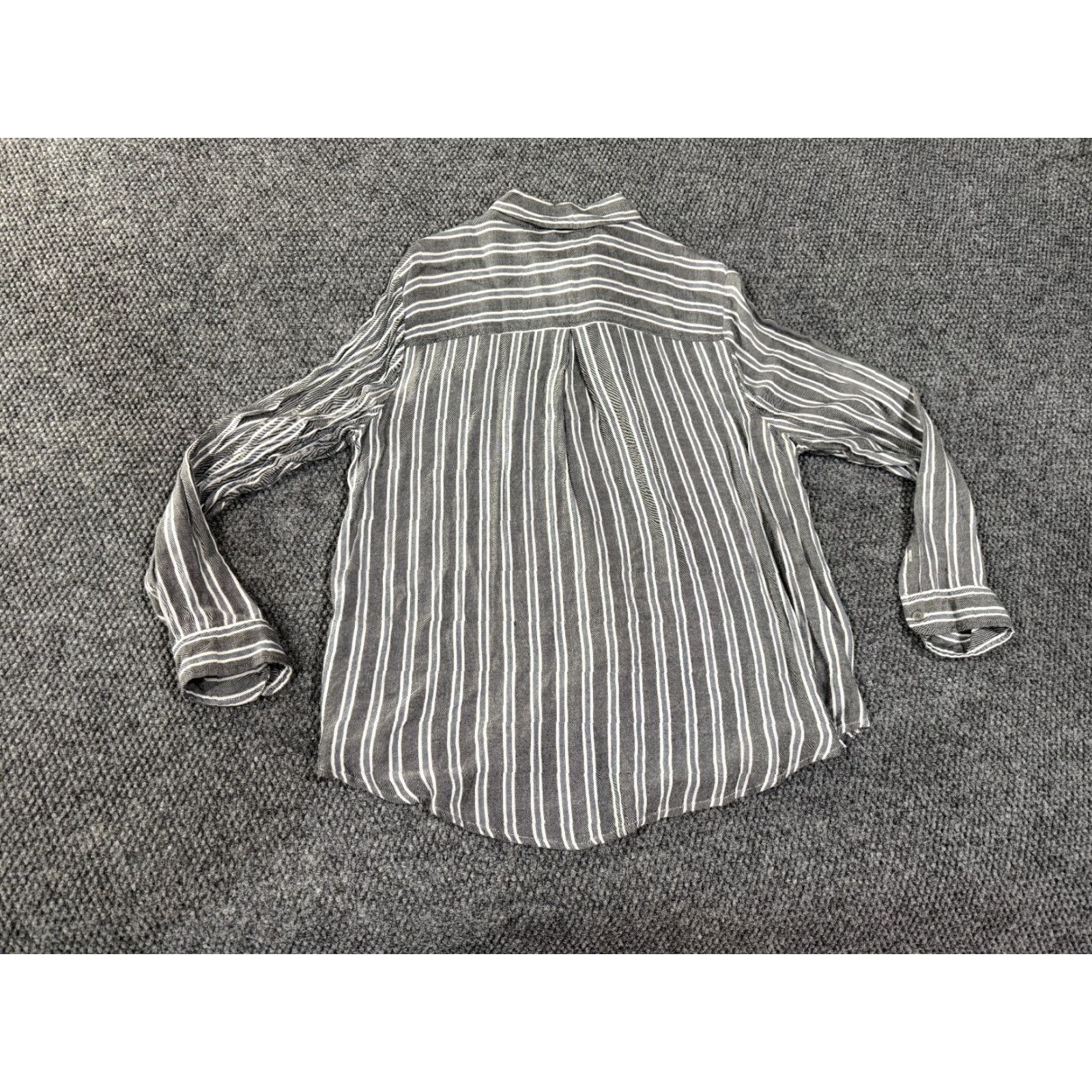 Lucky Brand Lucky Brand Shirt Womens XL Gray White Striped Long Sleeve Button Up Casual Blouse Size XL / US 12-14 / IT 48-50 - 6 Thumbnail