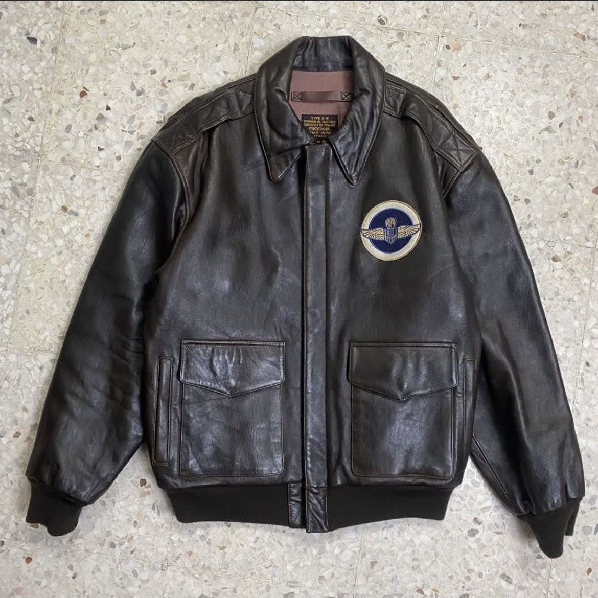 Vintage Vintage 90s Army Leather Jacket Size US XL / EU 56 / 4 - 2 Thumbnail