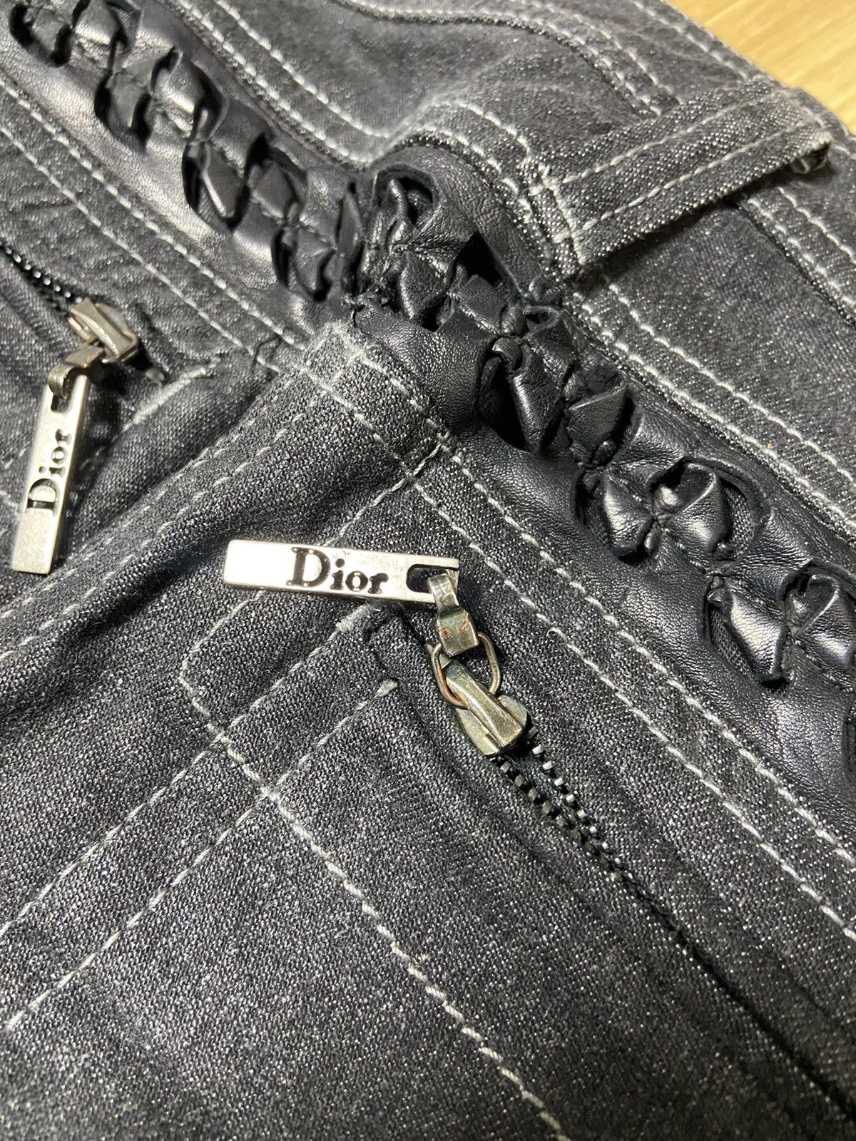 Dior 40 Christian Dior Leather trimmed denim pamts jeans Size US 30 / EU 46 - 3 Thumbnail