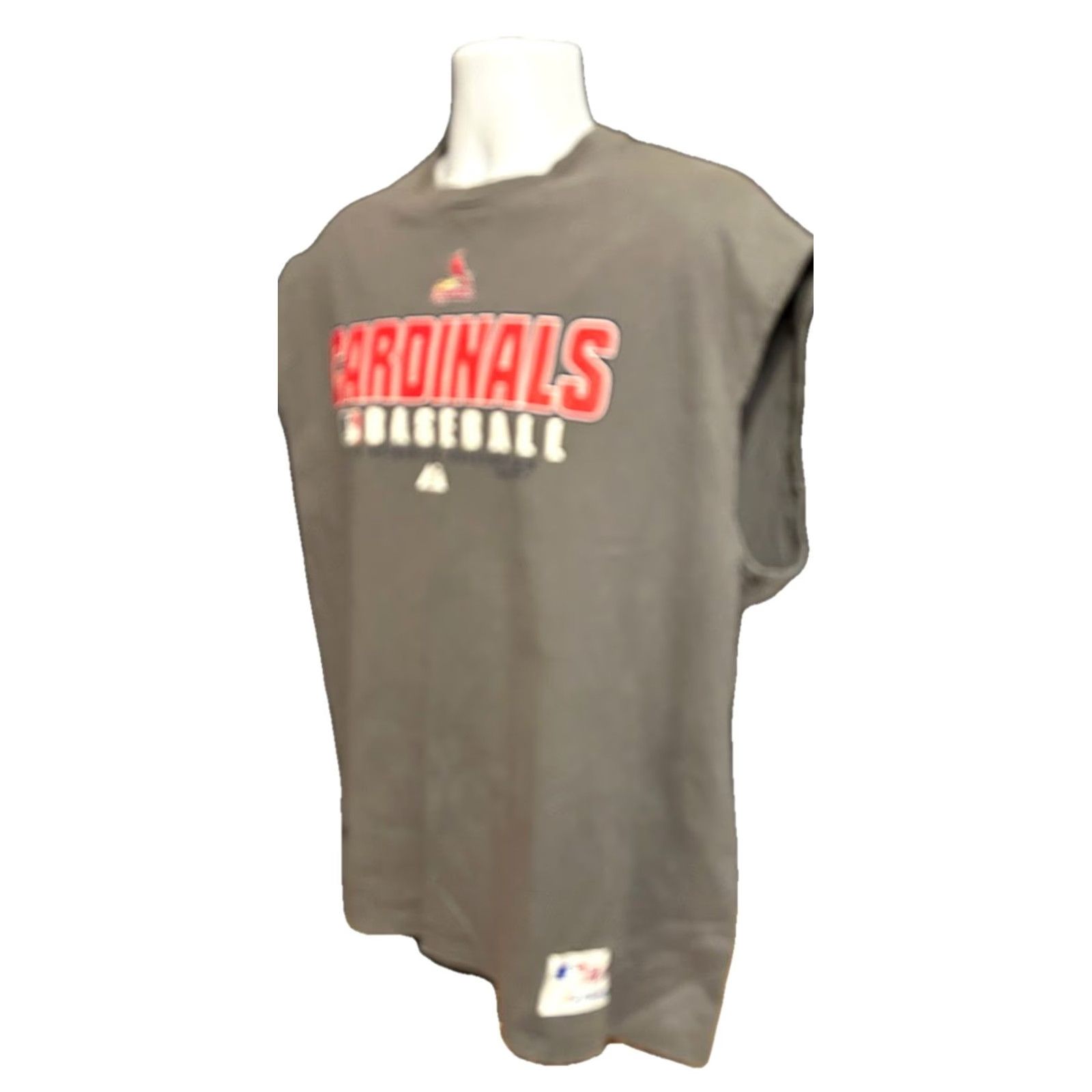 MLB St Louis Cardinals Tank Top Shirt Men XL Gray Majestic MLB Graphic Batting Crew Neck Sleeveless Activewear Size US XL / EU 56 / 4 - 3 Thumbnail