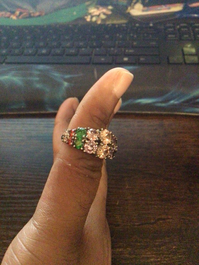 Other ss sterling silver multi color stones women's ring Size ONE SIZE - 3 Thumbnail