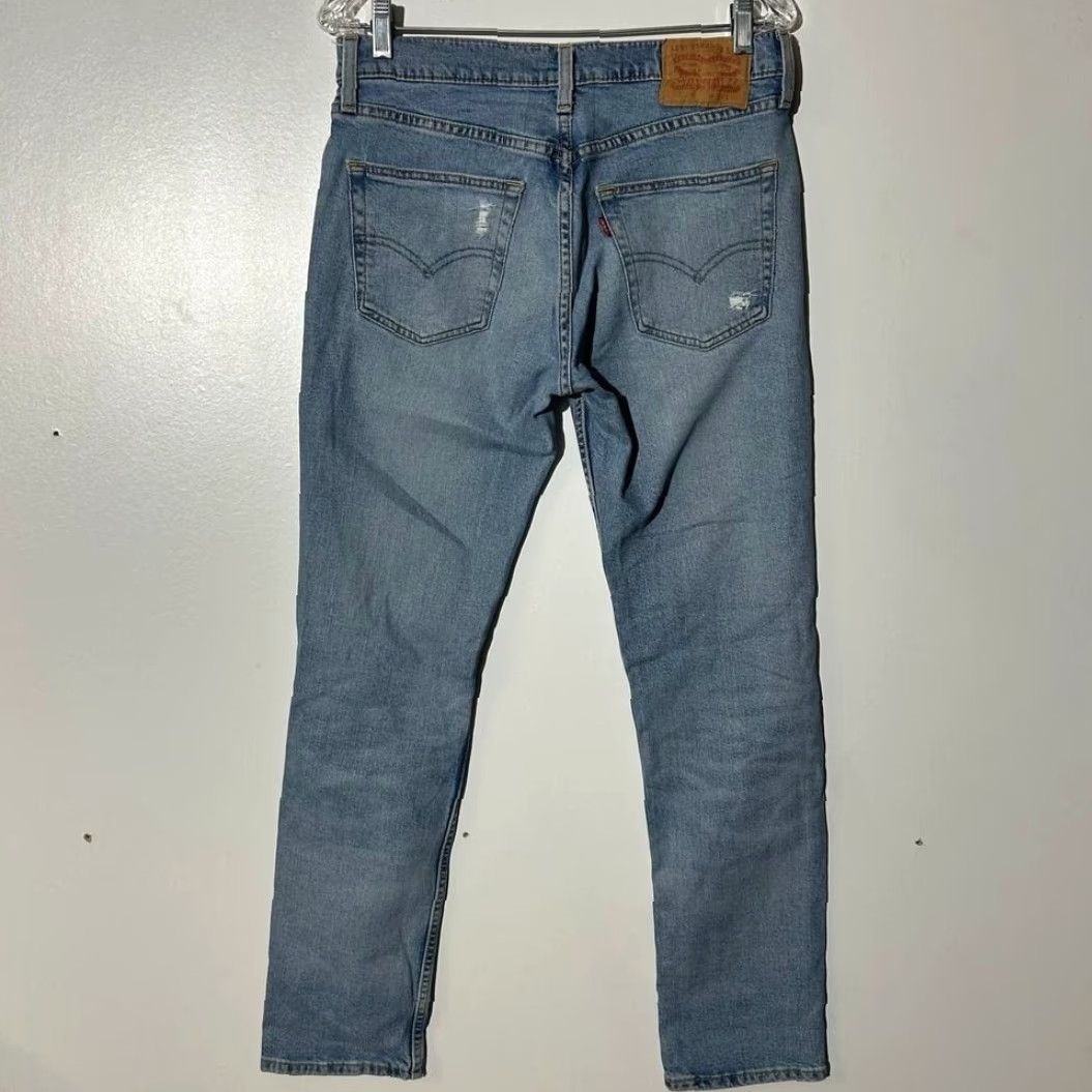 Levi's Levis 512 Slim Taper Jeans Mens W31 L32 Light Wash Distressed Blue Denim Size US 31 - 4 Thumbnail
