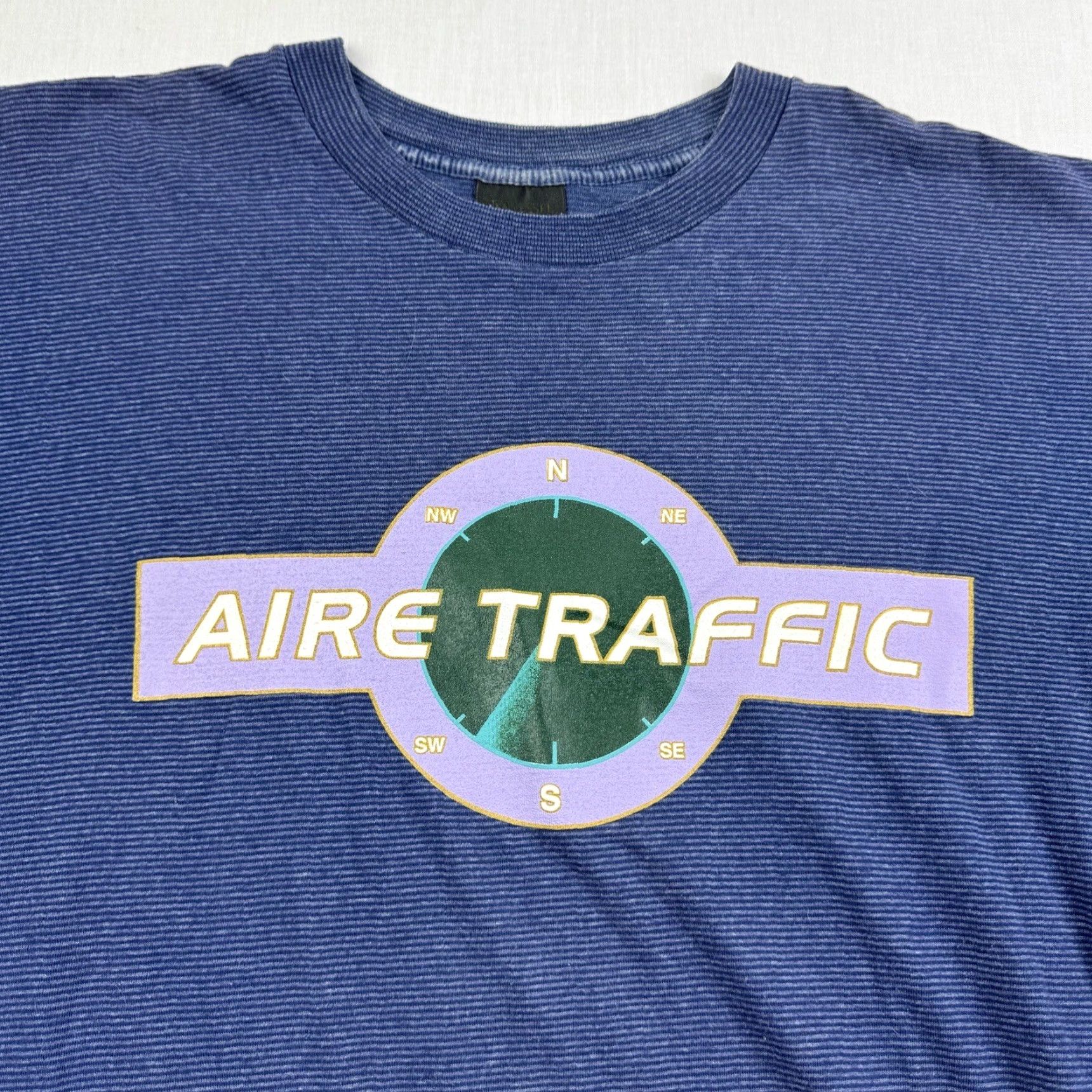 Vintage Vintage Tennessee River Air Traffic Control T-Shirt Adult Large Blue Striped Airport Airplane 90s Men Size US L / EU 52-54 / 3 - 2 Thumbnail