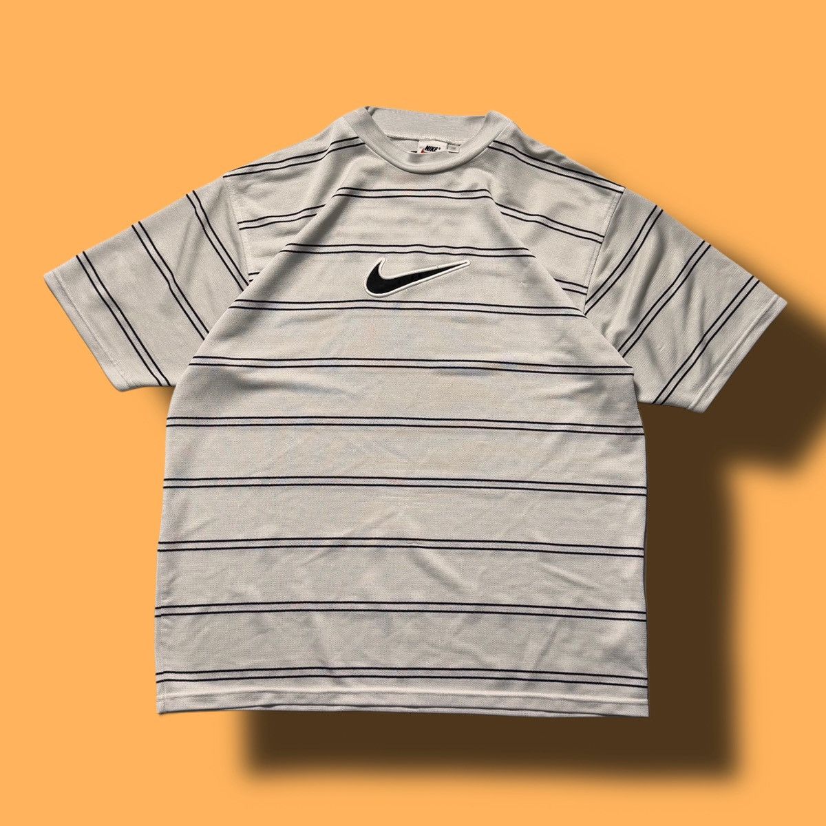 Nike × Vintage 90s Nike Vintage Center Swoosh Oversize Drill T-shirt Y2K Size US M / EU 48-50 / 2 - 1 Thumbnail