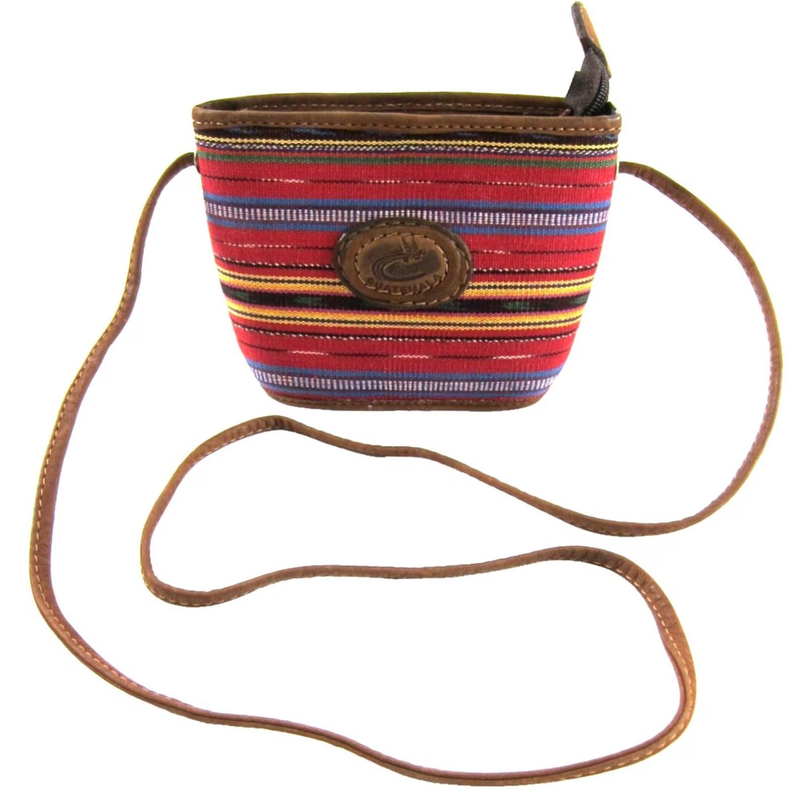 Vintage VINTAGE Handmade Red Woven Leather Small Satchel Purse Guatemala Brown Womens Size ONE SIZE - 6 Thumbnail