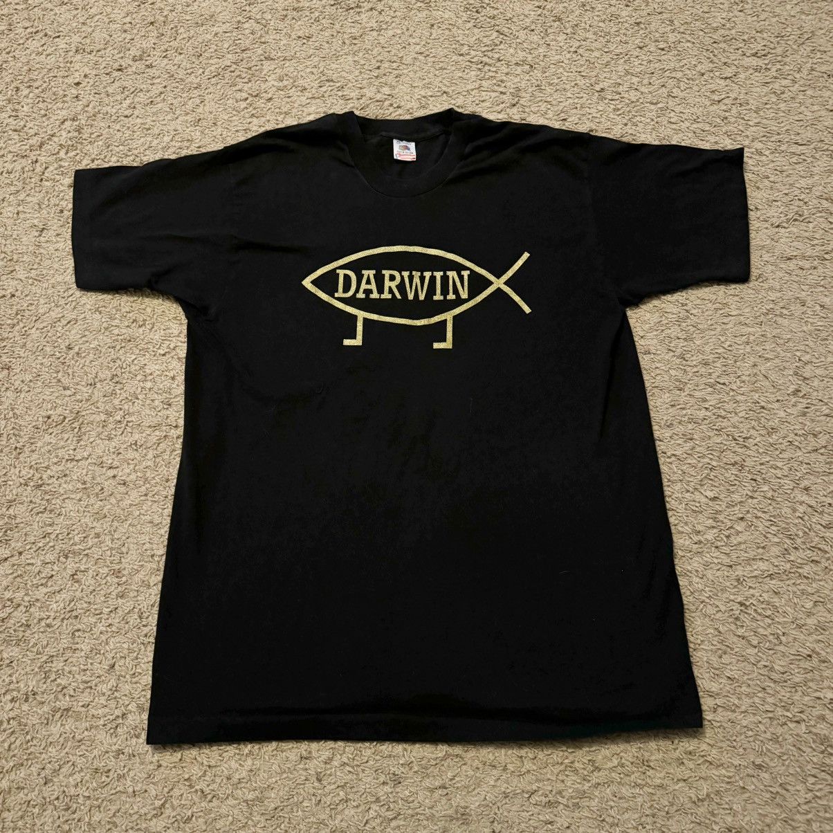 Vintage VINTAGE 90s DARWIN JESUS PARODY TEE! Size US XL / EU 56 / 4 - 2 Thumbnail