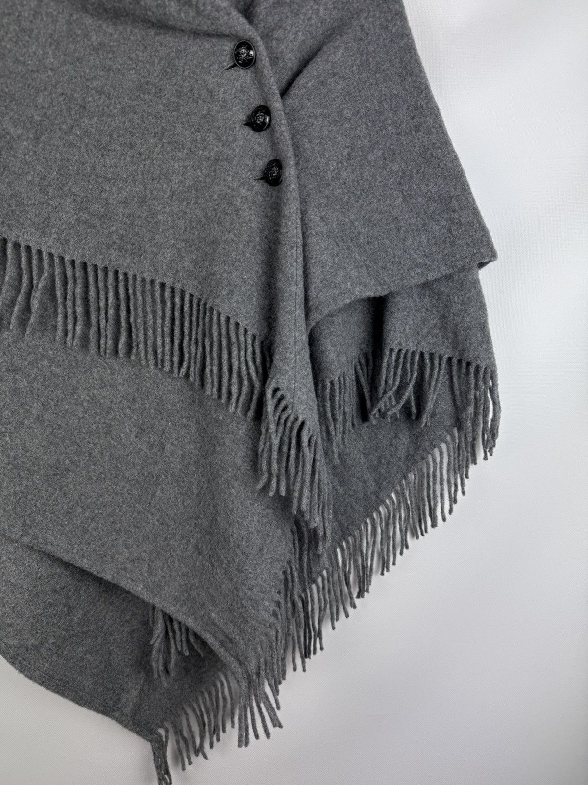 Japanese Brand Rope Ladies Japanese Wool Cape Poncho With Fringe Size ONE SIZE - 6 Thumbnail
