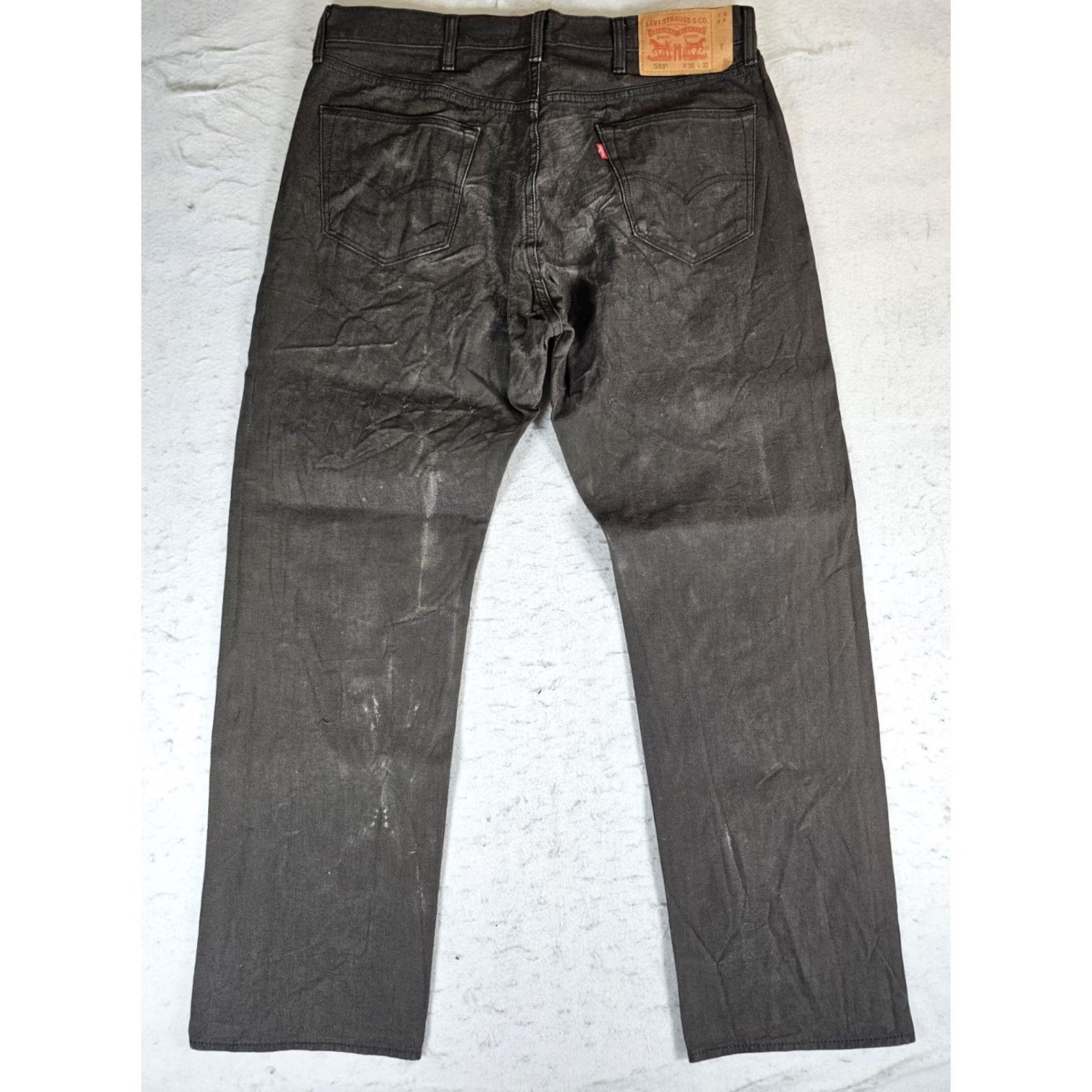 Levi's Levi's 501 Jeans Straight Leg Denim Jeans Dark Gray Mens 38x32 Vintage 90s Retro Button Fly Regular Rise Middle 5-Pocket Denim Cotton Clothing Mens Size US 38 / EU 54 - 4 Thumbnail