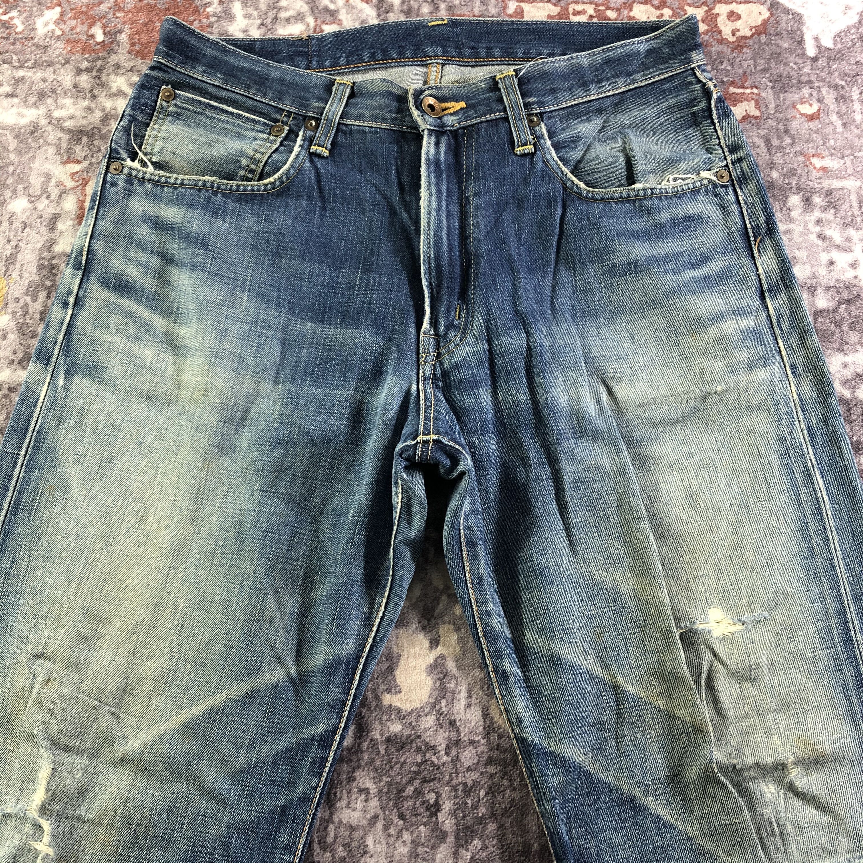 Edwin Vintage Blue Wash Edwin 505 Selvedge Jeans-JM3604 Size US 33 - 3 Thumbnail