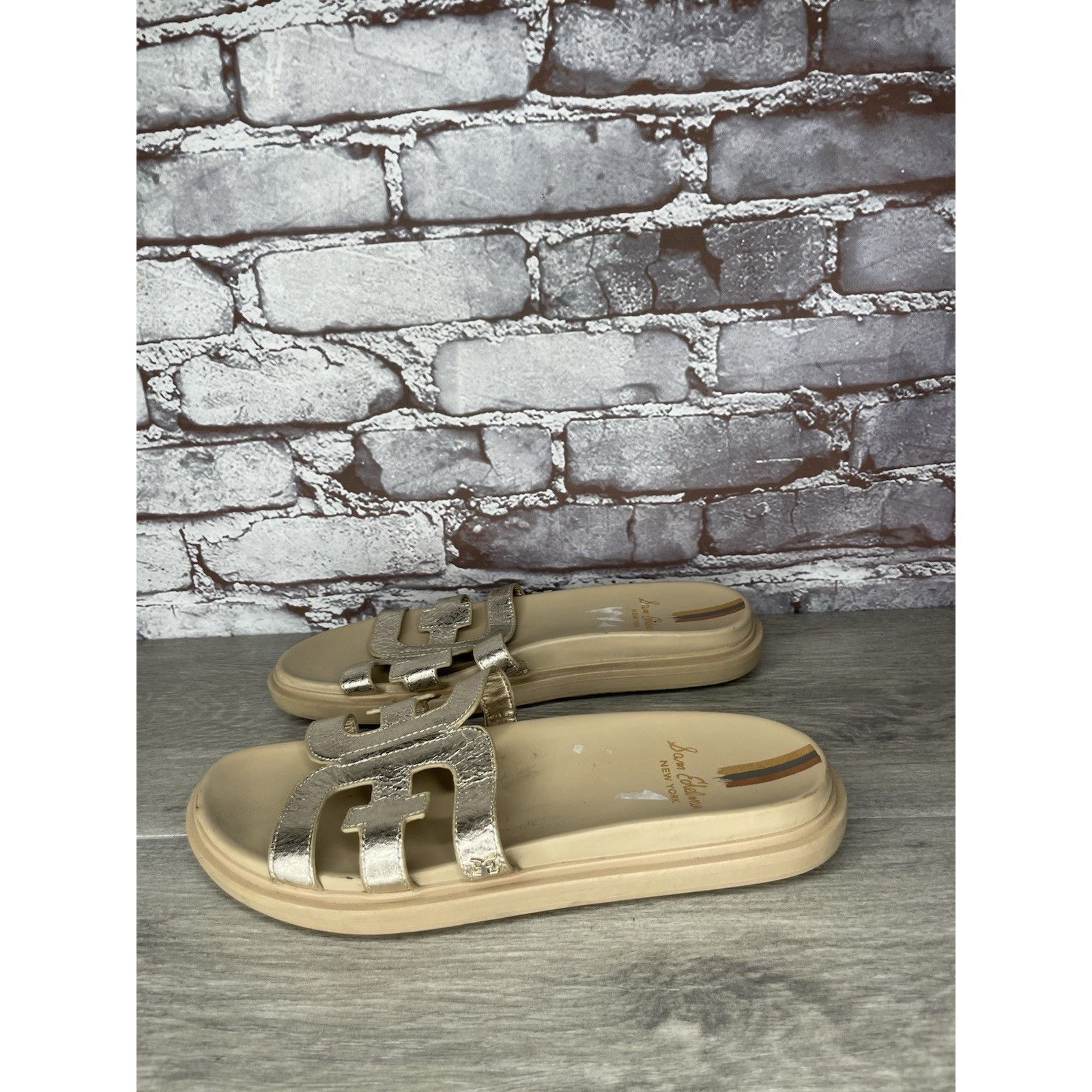Sam Edelman Sam Edelman Valeri Metallic Gold Leather Slides Sandals Wome Size US 9 / IT 39 - 8 Thumbnail