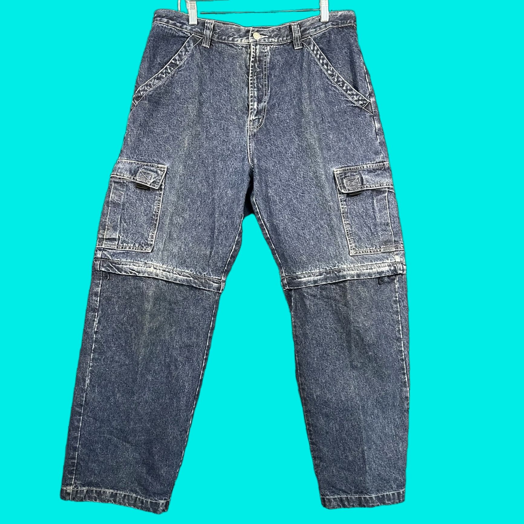 Vintage VINTAGE Utility Jeans Wide-Leg Baggy 34x30 Mens Denim Blue 5-Pocket Grunge Streetwear Size US 34 / EU 50 - 1 Thumbnail