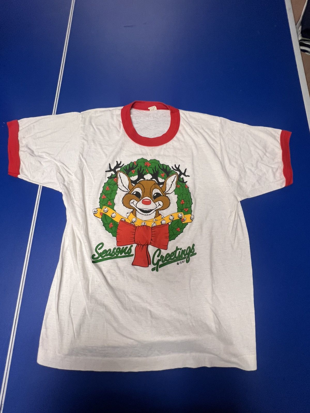 Other Seasons Greetings 1987 Screen Stars Vintage Rudolph Shirt Size L / US 10 / IT 46 - 1 Thumbnail