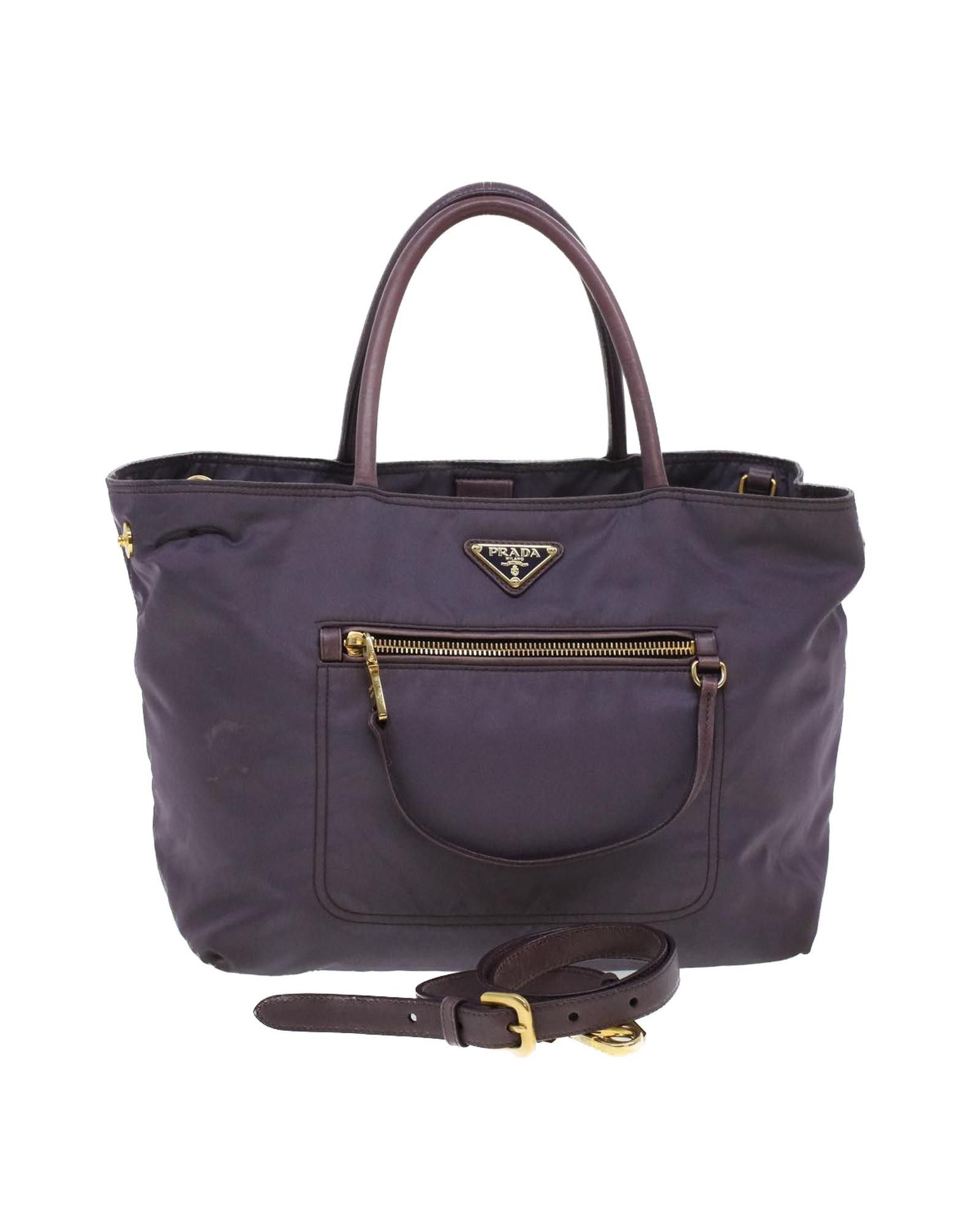 image of Prada Purple Nylon 2-Way Hand Bag - Authentic, Women's