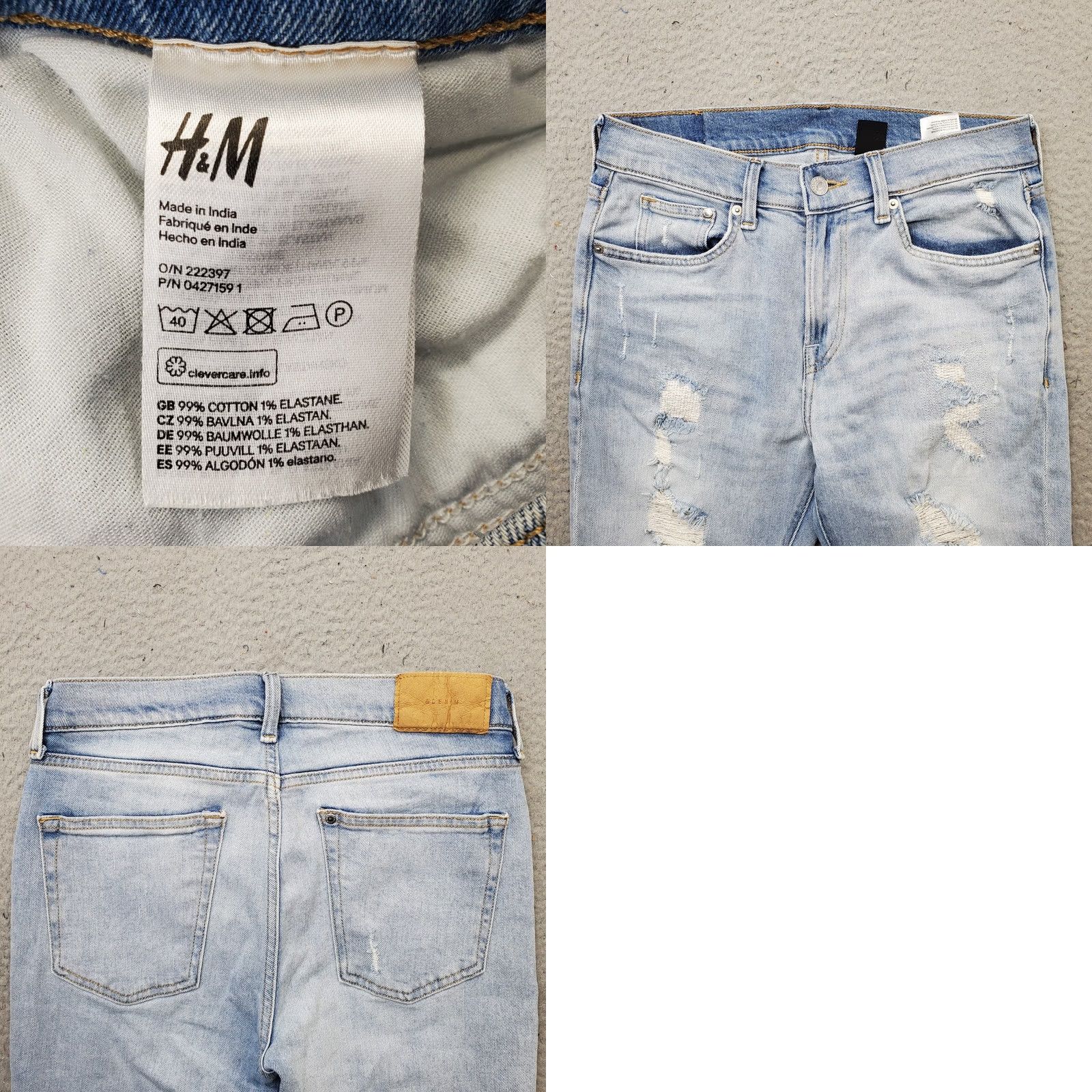 H&M H&M Skinny Coupe Jeans Womens 30/32 Blue Denim Distressed Stretch Streetwear Jeans Size 30" / US 8 / IT 44 - 8 Thumbnail