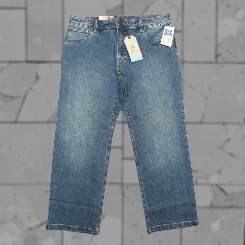 Prana Prana Axiom Jeans Men’s 35x30 Stone Wash Stretch Denim Standard Fit 5-Pocket Design Straight Regular Rise Mid Blue Denim Cotton Lycra Mens Inseam 30 Size US 35 - 1 Thumbnail