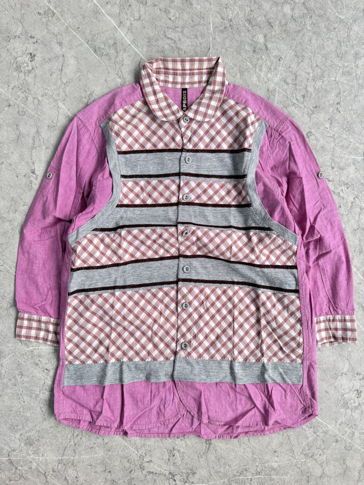 Issey Miyake Frapbois patchwork gingham shirt Size M / US 6-8 / IT 42-44 - 1 Thumbnail