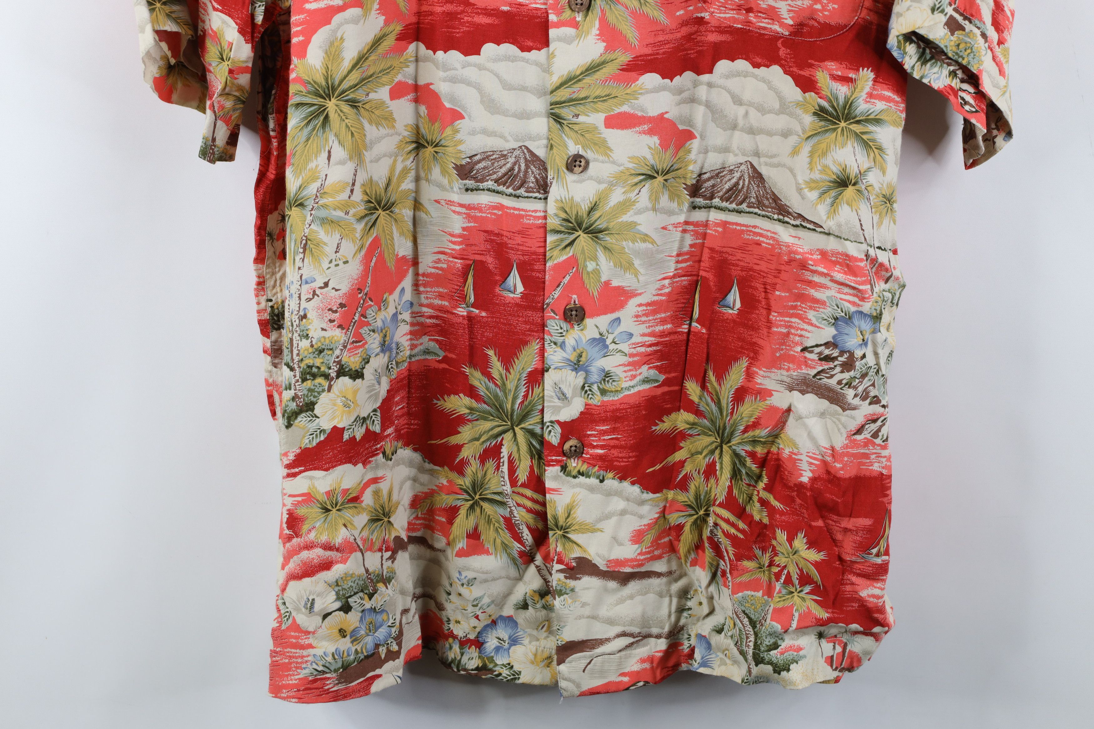 Lands' End Vintage 90s Lands End Gabardine Flower Hawaiian Button Shirt Size US XL / EU 56 / 4 - 3 Thumbnail