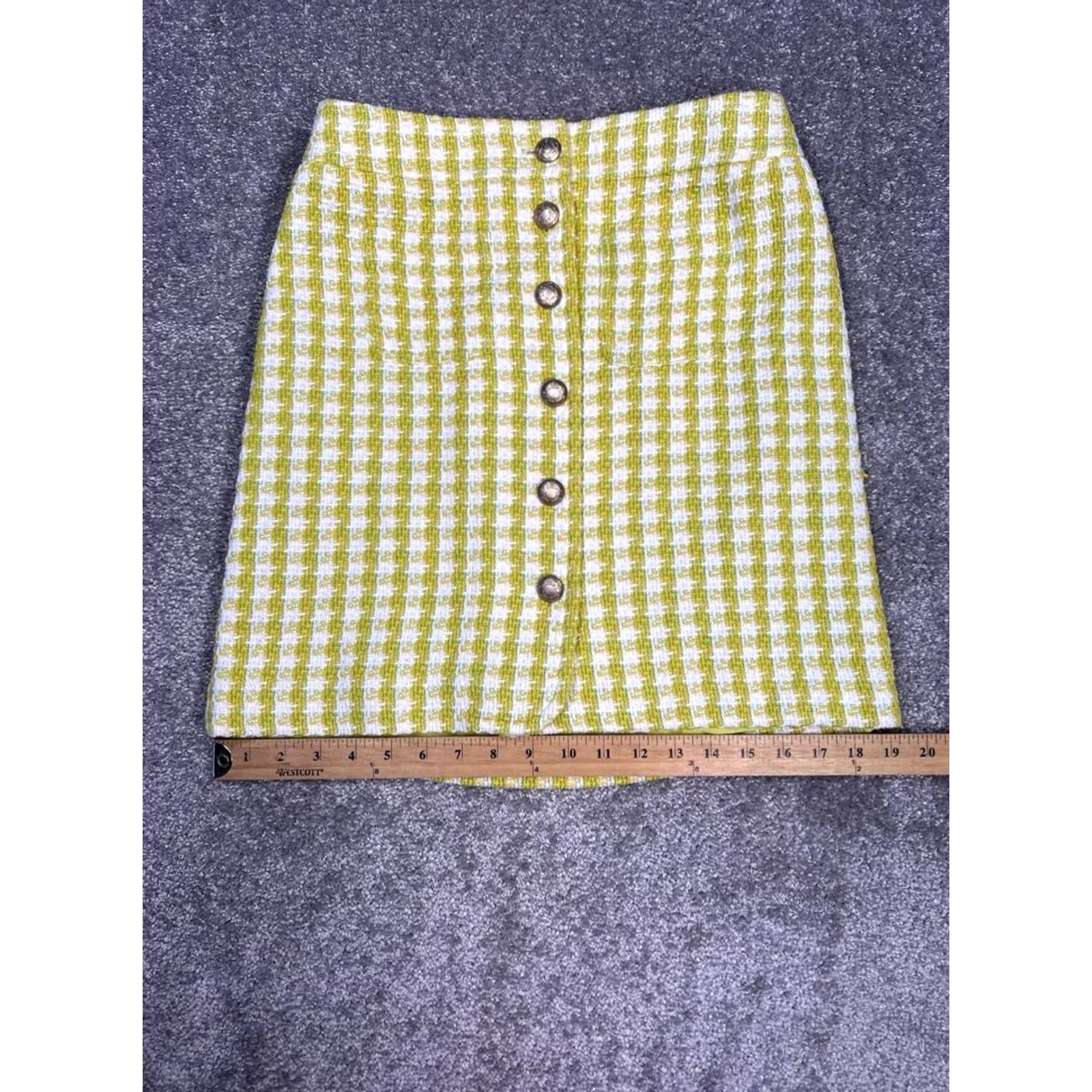 Talbots Talbots Skirt Womens 2P Mini Petite Multicolor Tweed Gingham Cotton Button Front Size 26" / US 2 / IT 38 - 4 Thumbnail