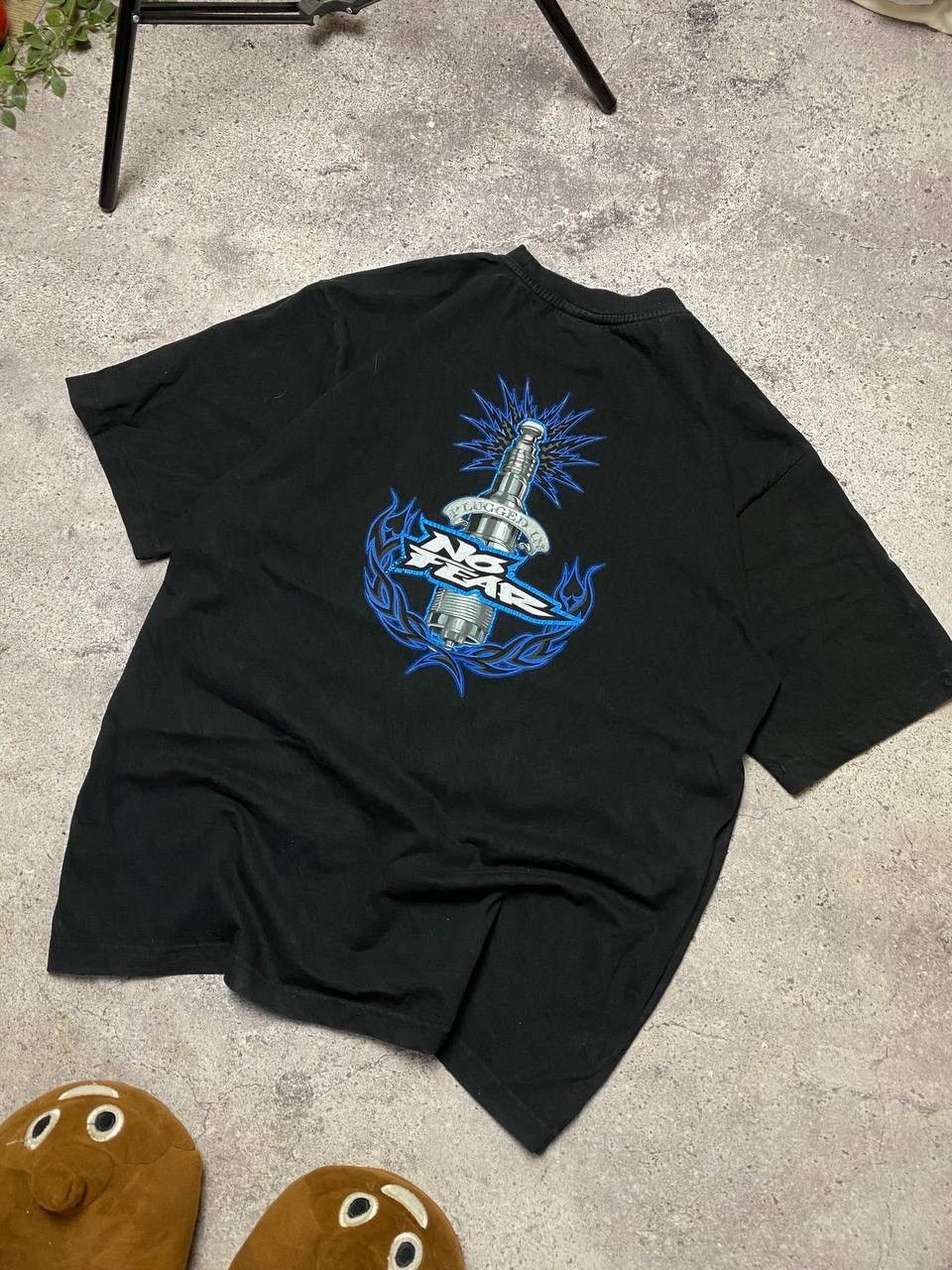 No Fear × Vintage RARE NO FEAR T-SHIRT PLUGGED IN SPARK PLUG BIG DOUBLE LOGO Size US XL / EU 56 / 4 - 11 Thumbnail