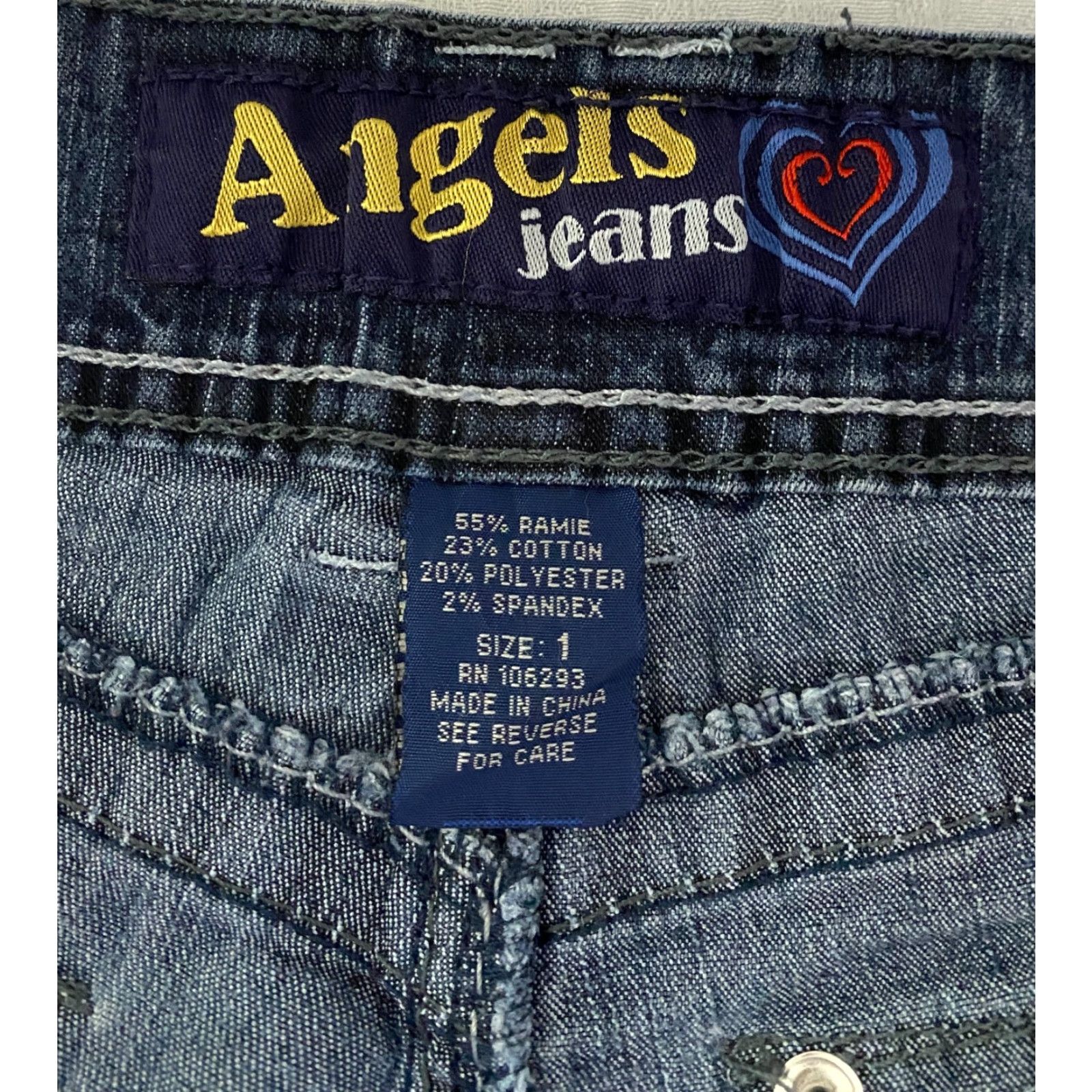 Vintage Angels Jeans Shorts Juniors Sz 1 Blue Cut Off Denim Jorts Stretch Raw Hem Pockets Casual Summer Beach Womens Girls Mens Size 42" / US 20 - 3 Thumbnail