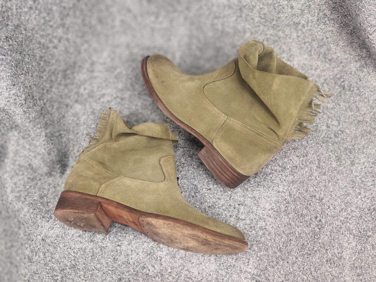 Vintage Via Roma 15 Designer leather shoes green Flat Ankle Boots Size US 11 / IT 41 - 6 Thumbnail