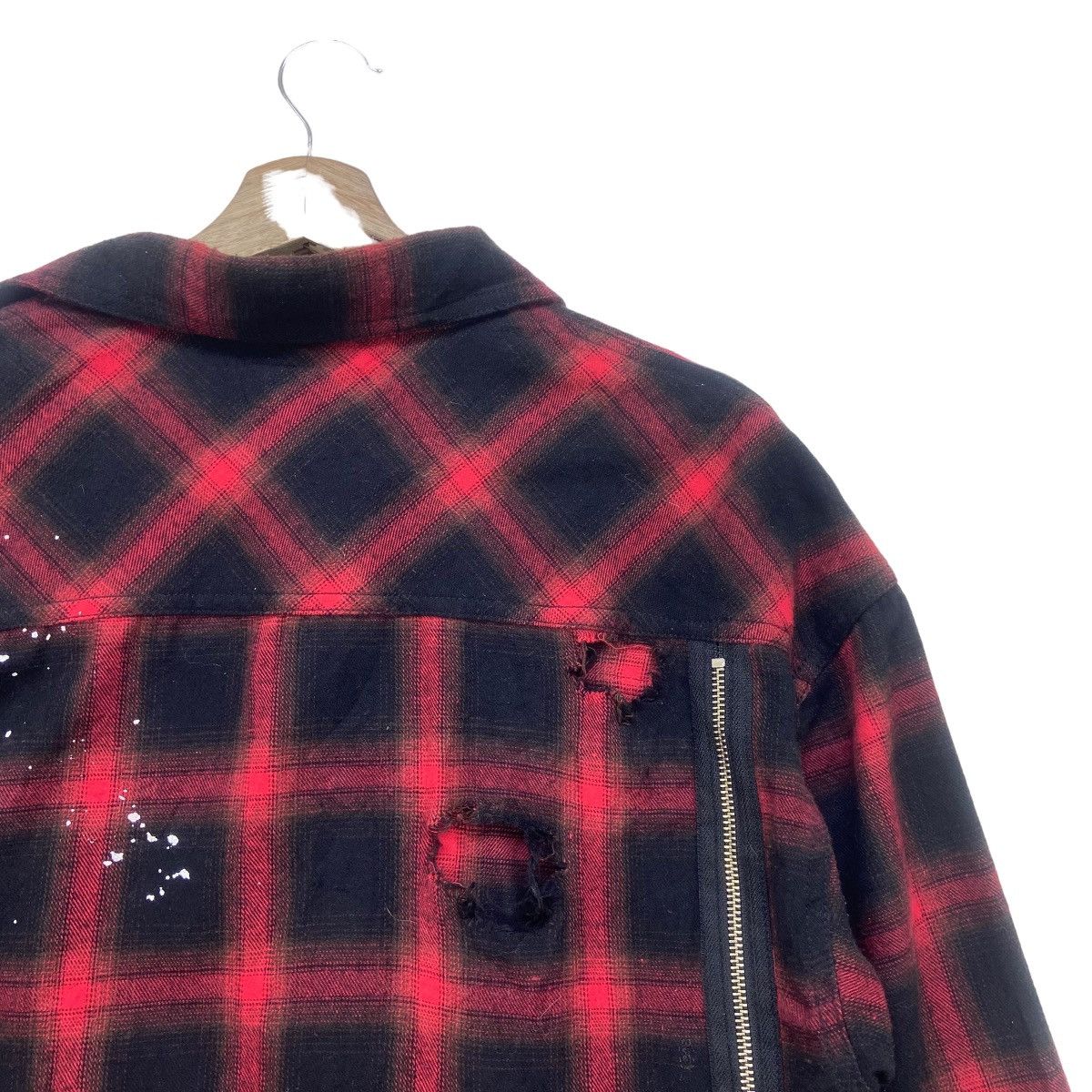Flannel Japanese Brand Black Flame Gothic Punk Distressed Flannel Size US S / EU 44-46 / 1 - 17 Thumbnail