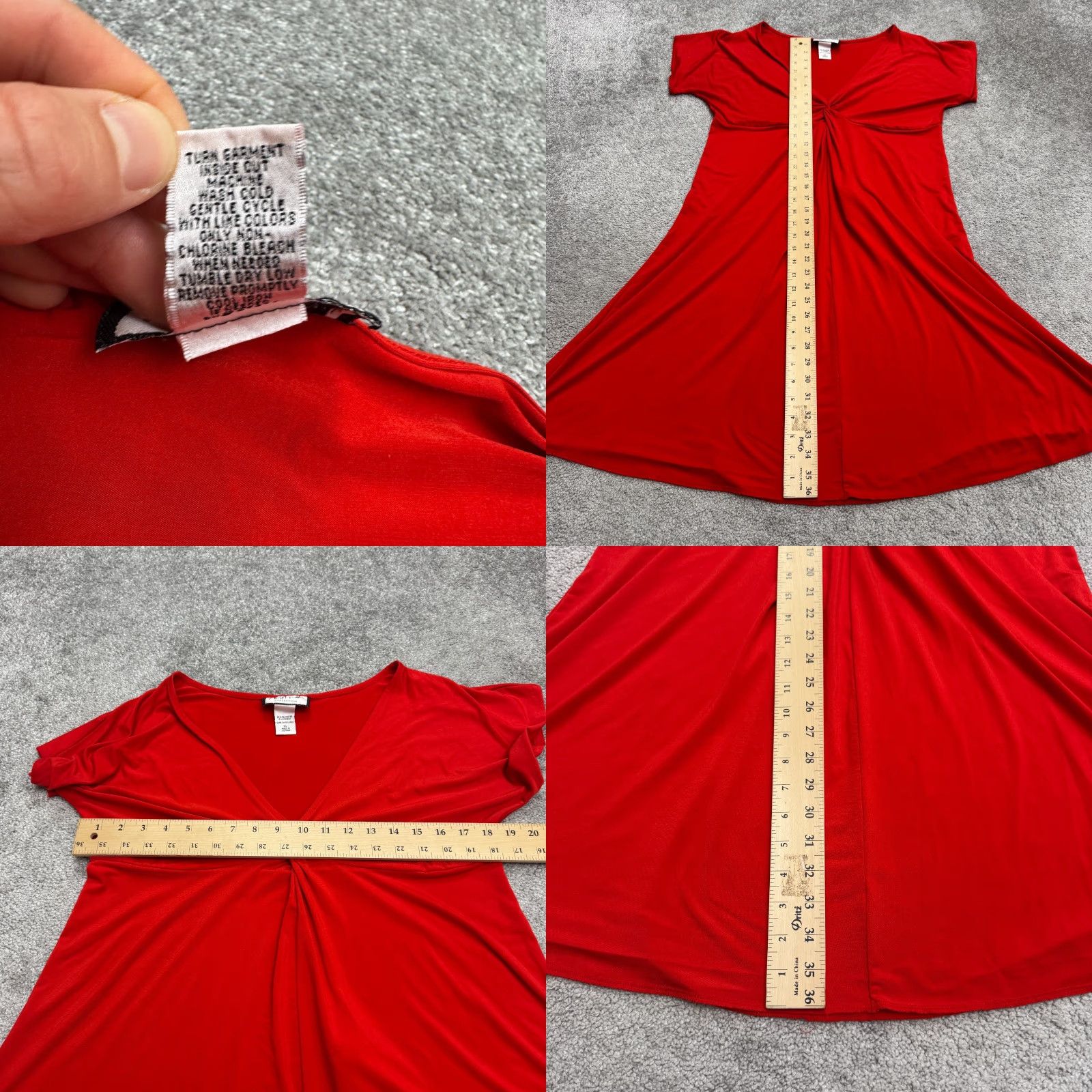 Mary McFadden Mary McFadden Collection Twisted Knot Front A-Line Dress Womens XL Red V-Neck Size XL / US 12-14 / IT 48-50 - 8 Thumbnail
