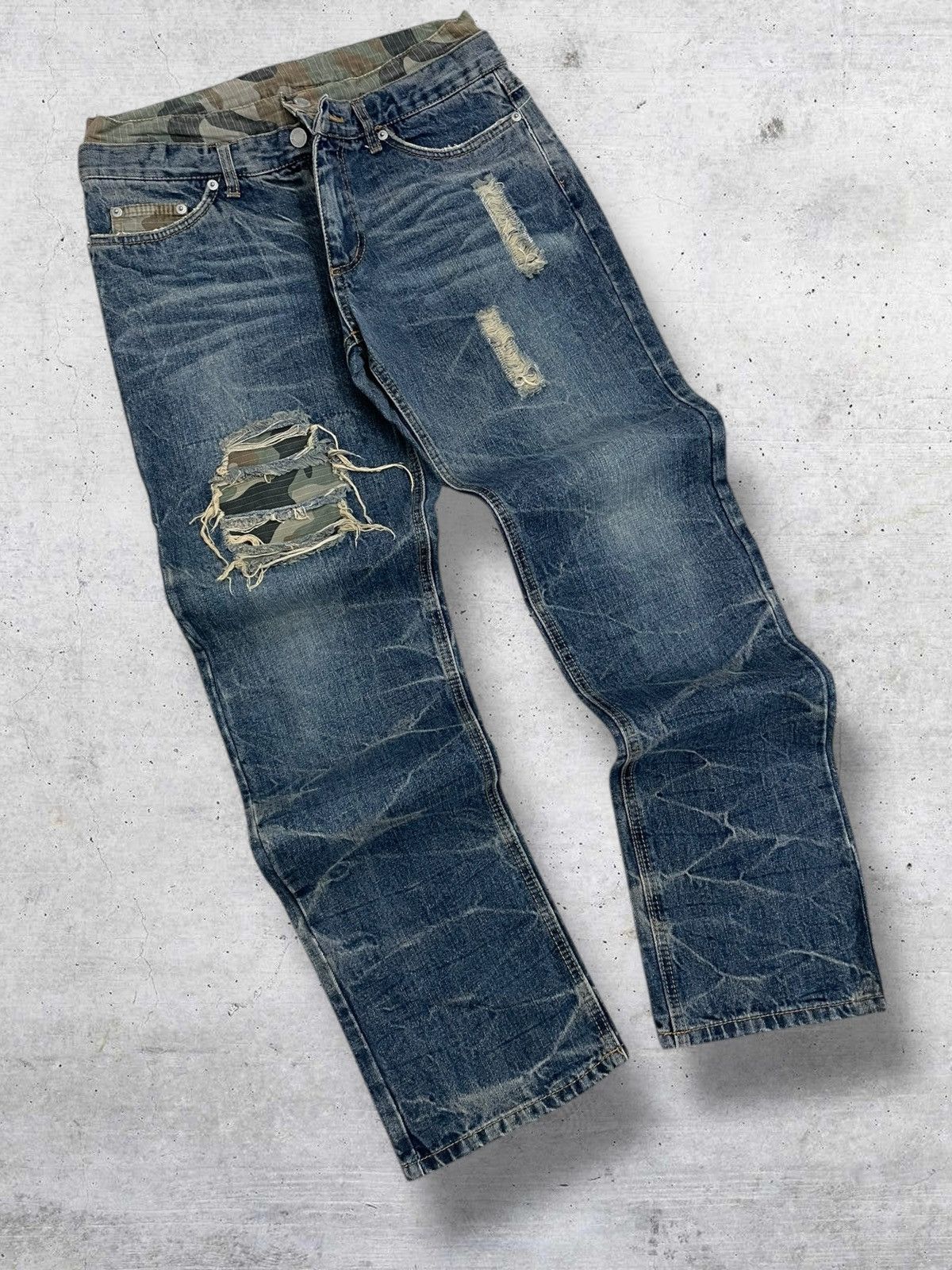 Japanese Brand VINTAGE ATTACHTMENT 90S JAPAN DOUBLE WAIST ARMY RIPPED DENIM Size US 30 / EU 46 - 2 Thumbnail