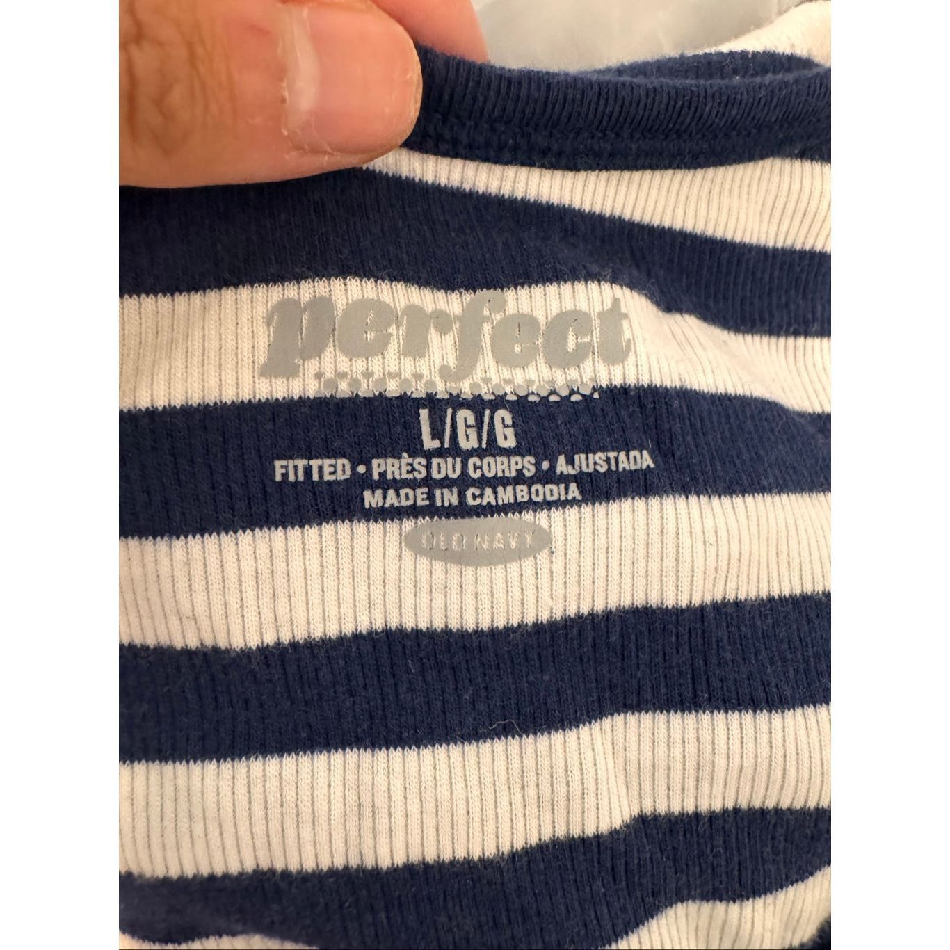 Old Navy Old Navy Perfect Tank Top | Navy & White Striped Stretch Ribbed Tank – Size Large Size L / US 10 / IT 46 - 7 Thumbnail