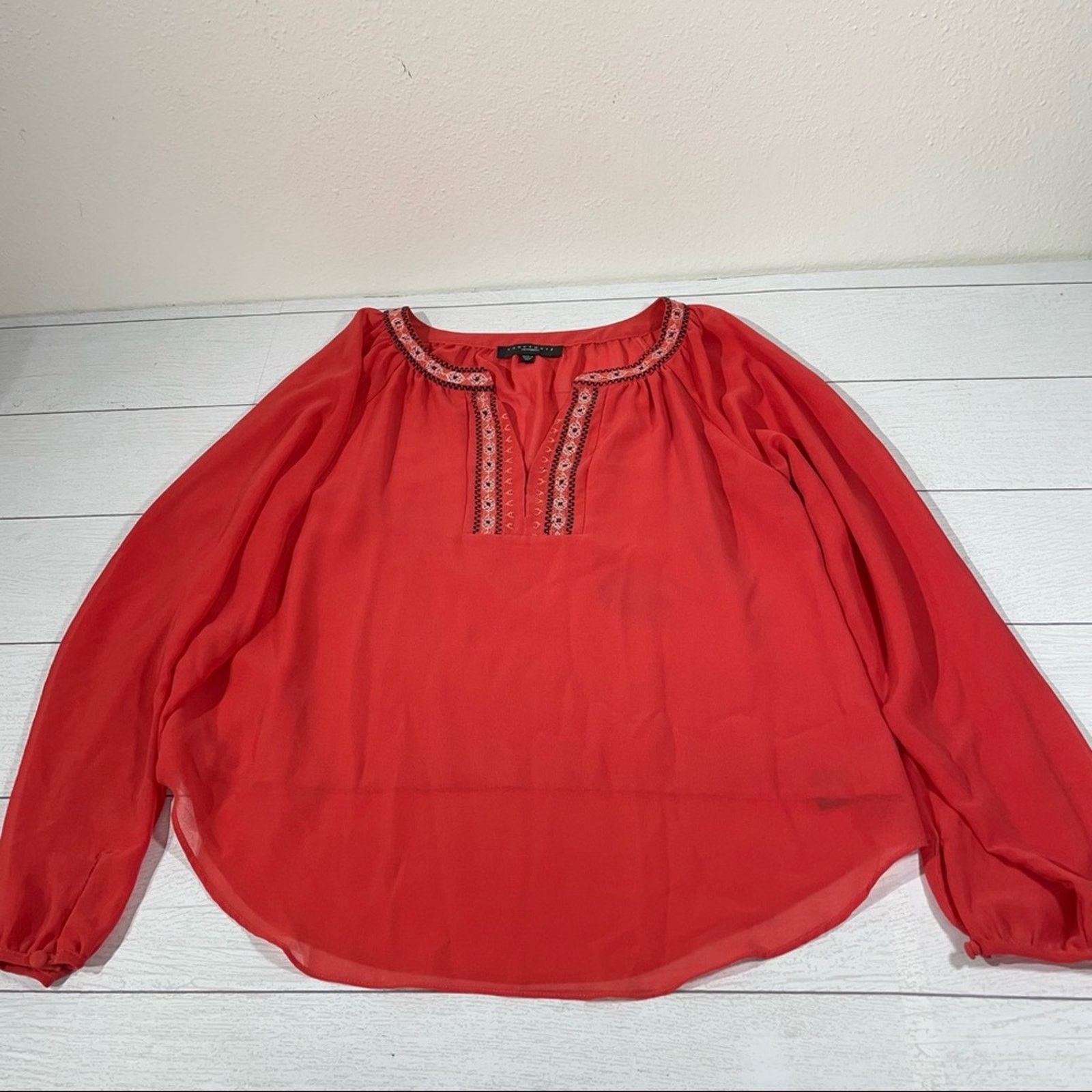 Other Sanctuary Burnt Orange Sheer Long Sleeve Shirt Size Medium Size M / US 6-8 / IT 42-44 - 1 Thumbnail