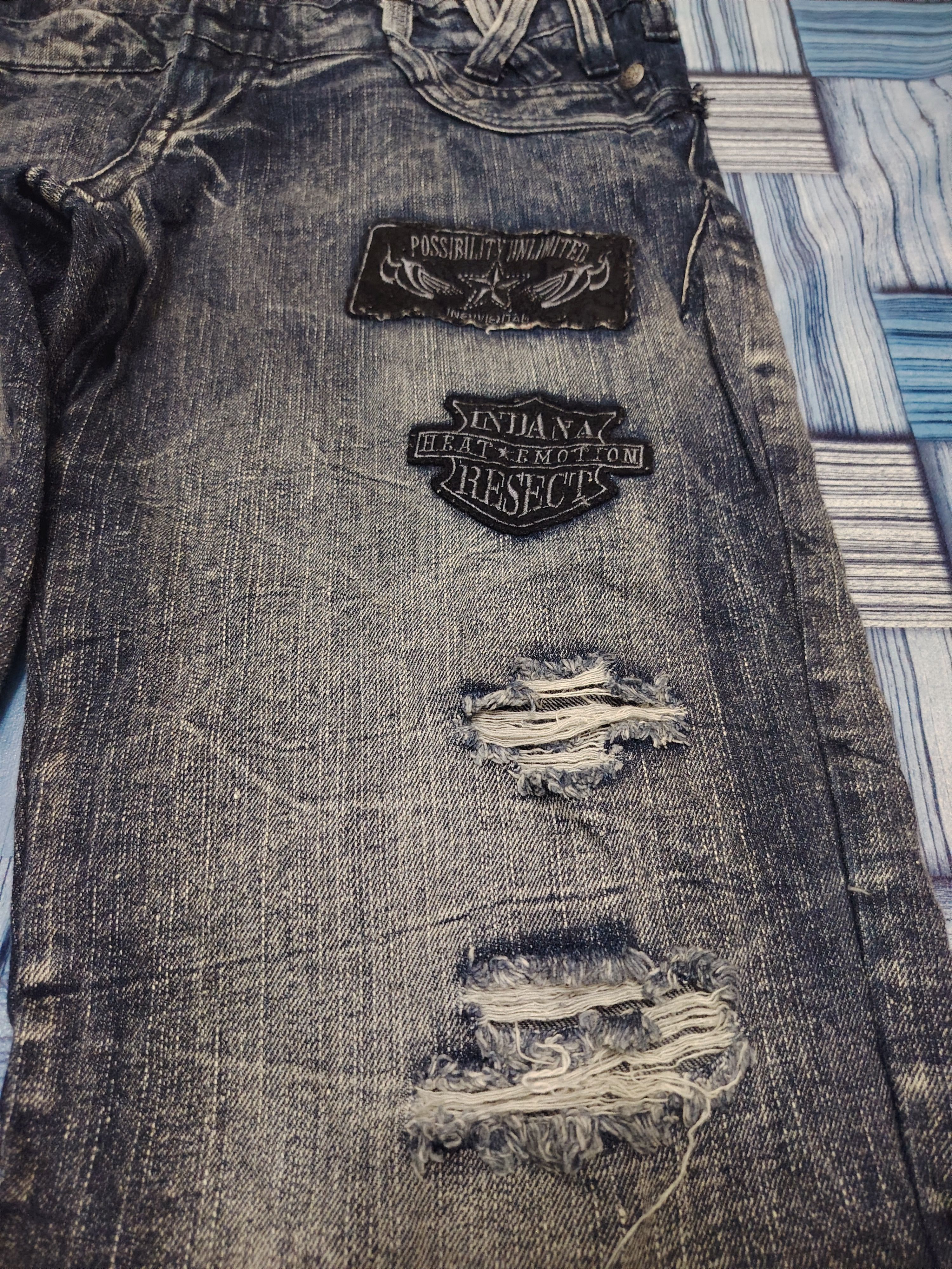 Who Decides War Japanese Originalstyle Double Waist Distressed jeans Patches Size US 30 / EU 46 - 17 Thumbnail