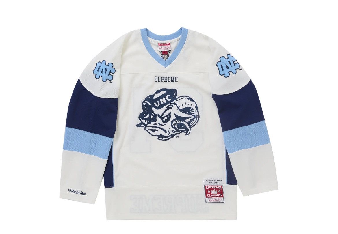 Supreme Mitchell & Ness NCAA Hockey Jersey White UNC Small - Tops