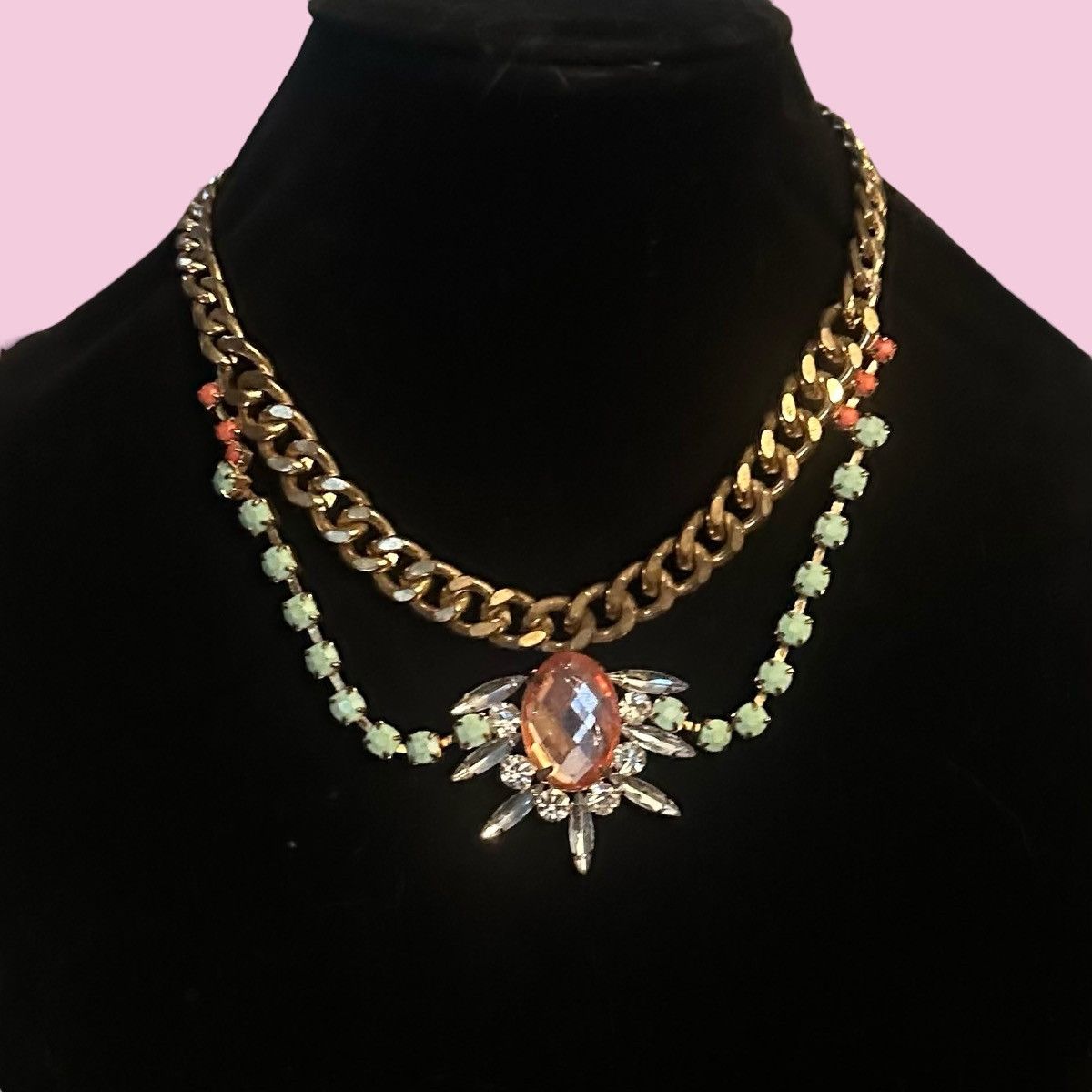 Other Etc! multicolor swag rhinestone statement necklace Size ONE SIZE - 1 Thumbnail