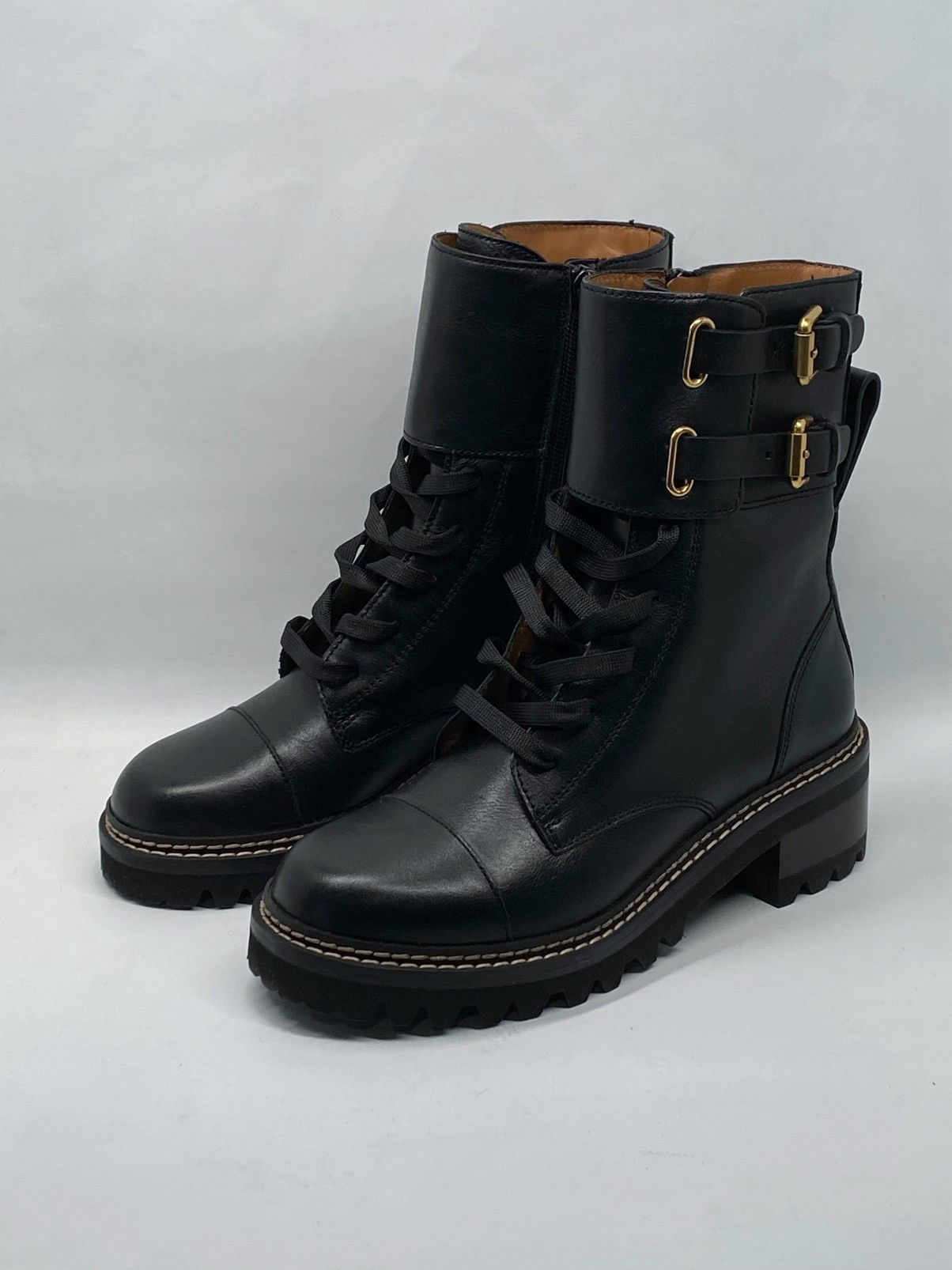 See by Chloe See By Chloe Mallory Leather Combat Boots size 35.5 Size US 5.5 / IT 35.5 - 1 Thumbnail