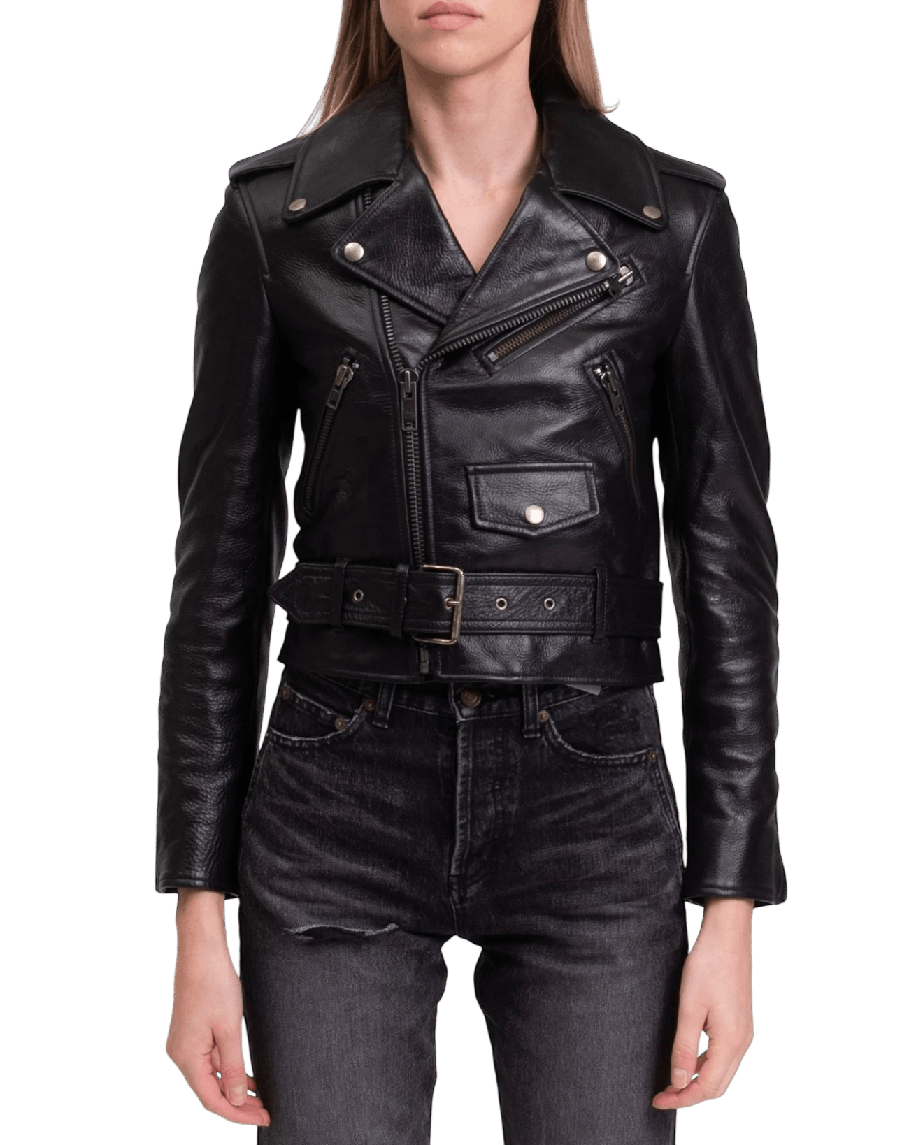 Balenciaga Balenciaga Grained Leather Cropped Biker Jacket Size XS / US 0-2 / IT 36-38 - 4 Thumbnail