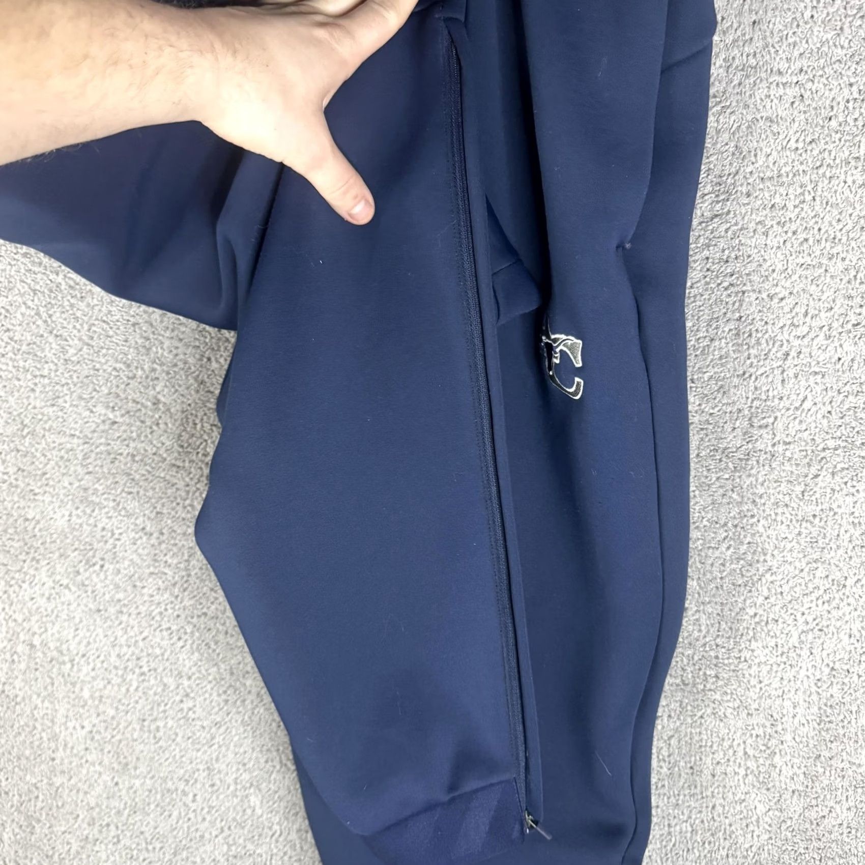 Nike Nike Dri-FIT Track Pants Mens Large Blue Fleece Elastic Waist Pockets 79 AC Logo Zippered Ankle Athletic Size US 33 - 7 Thumbnail