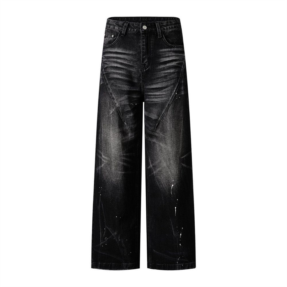 Japanese Brand × Vintage Men's high street trend inkjet punk washed distressed jeans Size US 32 / EU 48 - 1 Thumbnail