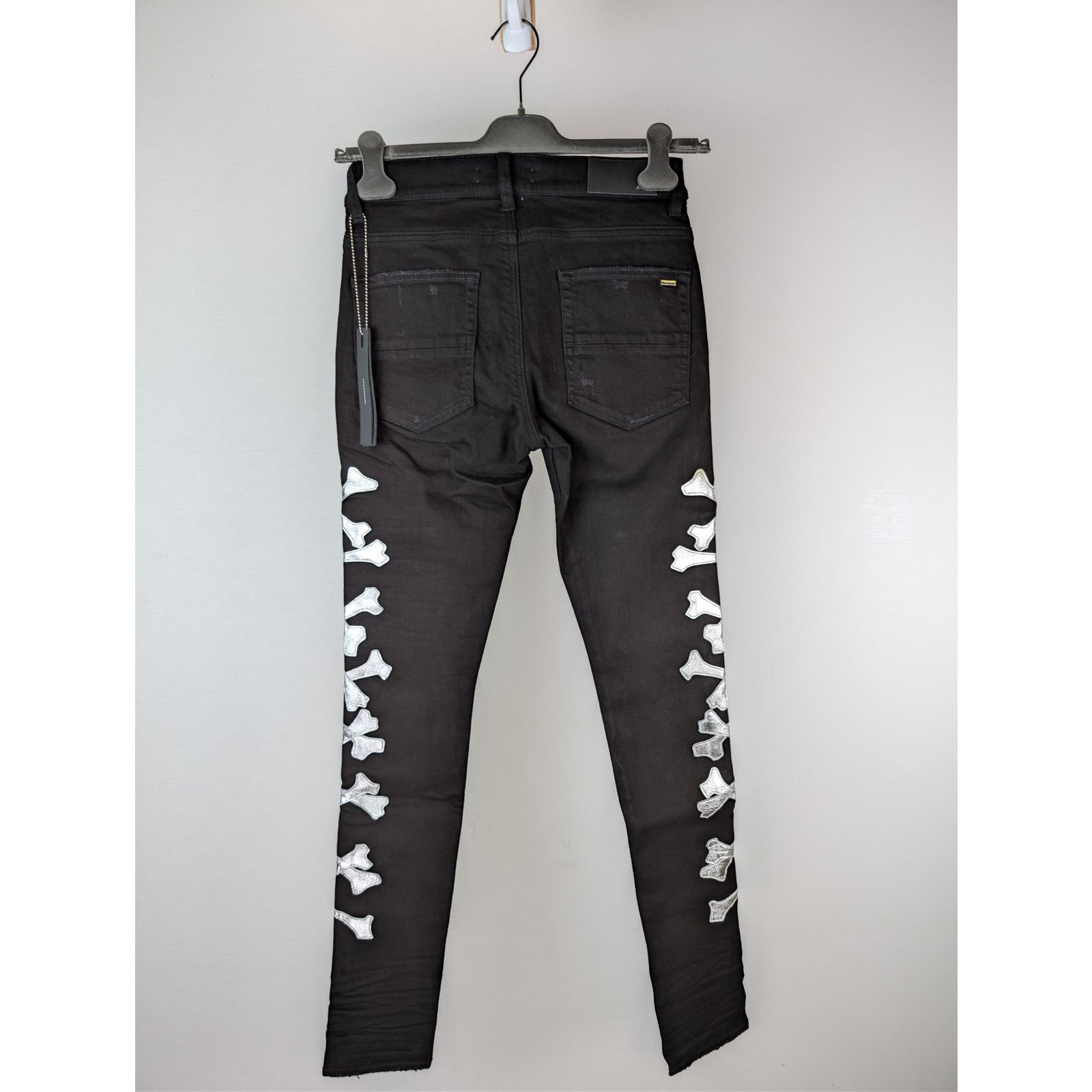 Amiri o1rshd1 Bones Jean Denim Jeans in Black/Silver Size US 30 / EU 46 - 17 Thumbnail